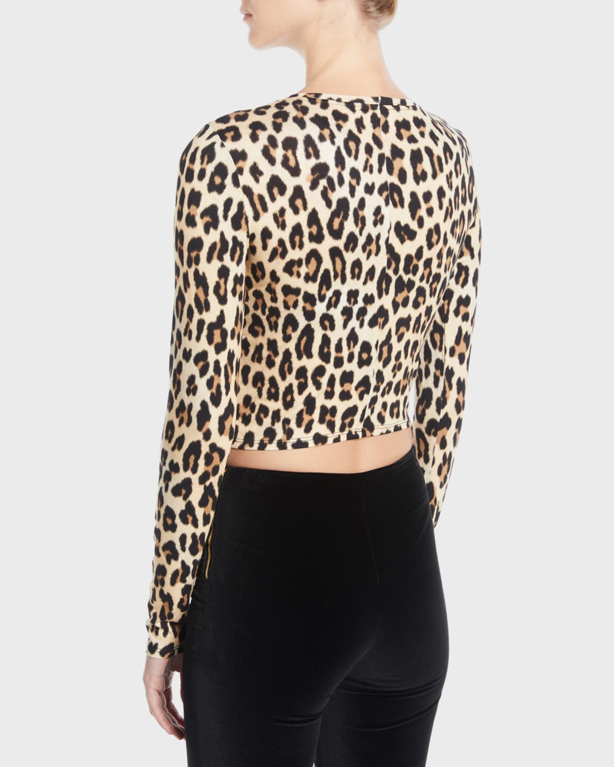 ALICE + OLIVIA Delaina Long-Sleeve Crewneck Crop Top | Thumbnail 3
