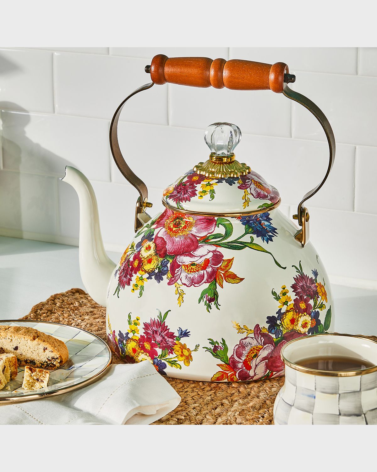 MacKenzie-Childs Flower Market Three-Quart Tea Kettle