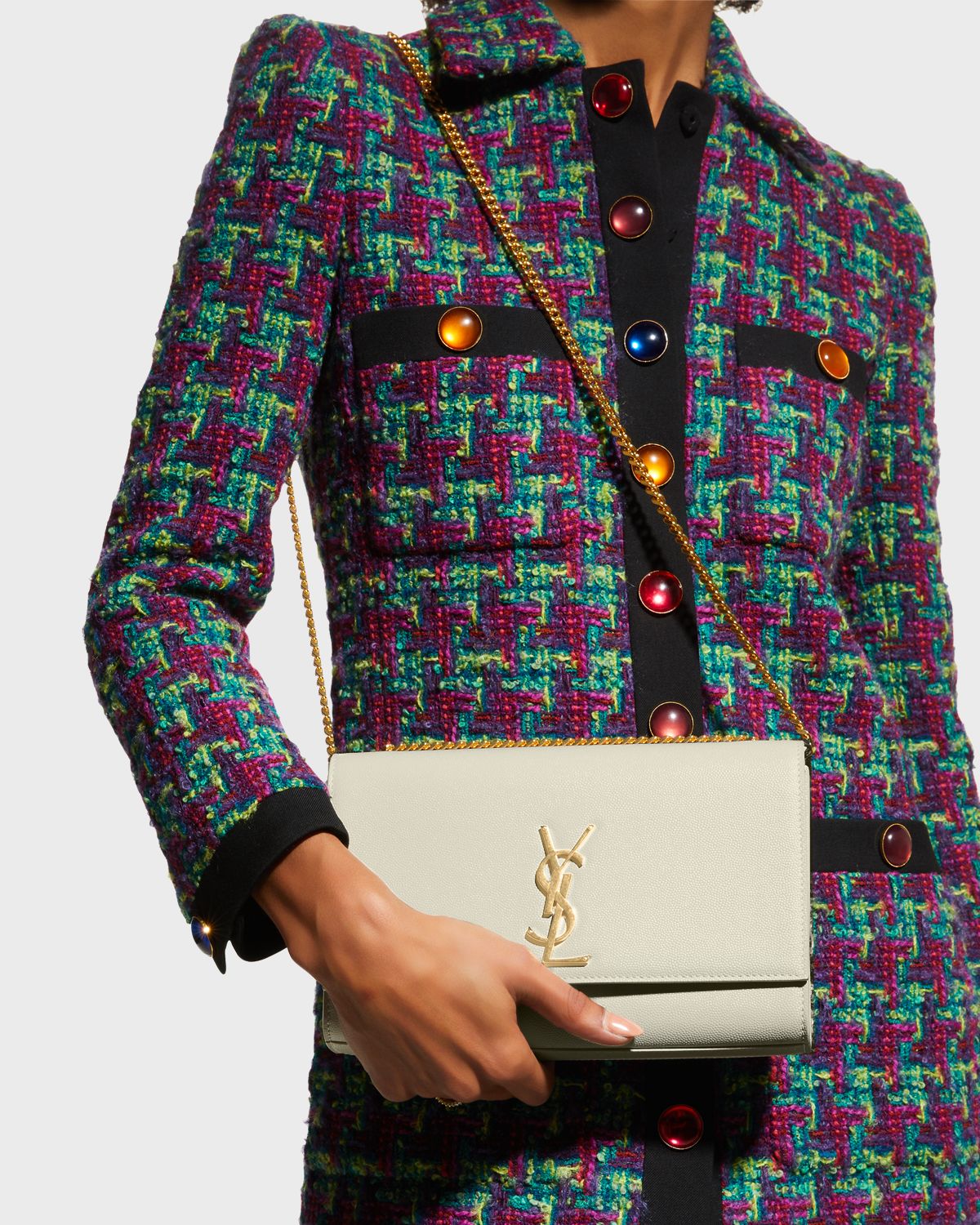 Saint Laurent Kate Medium YSL Crossbody Bag in Grained Leather