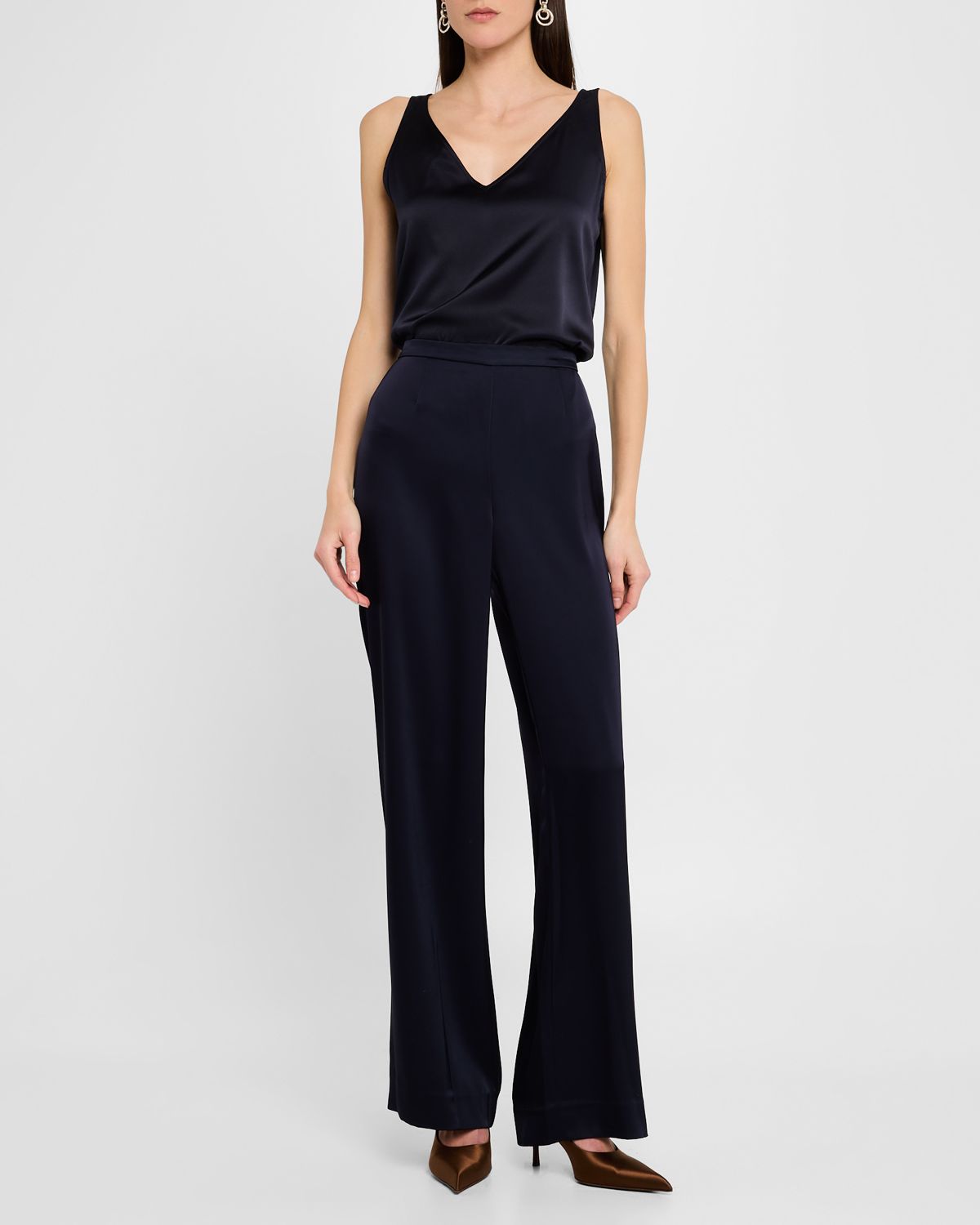 St. John Kate Satin Wide-Leg Pants