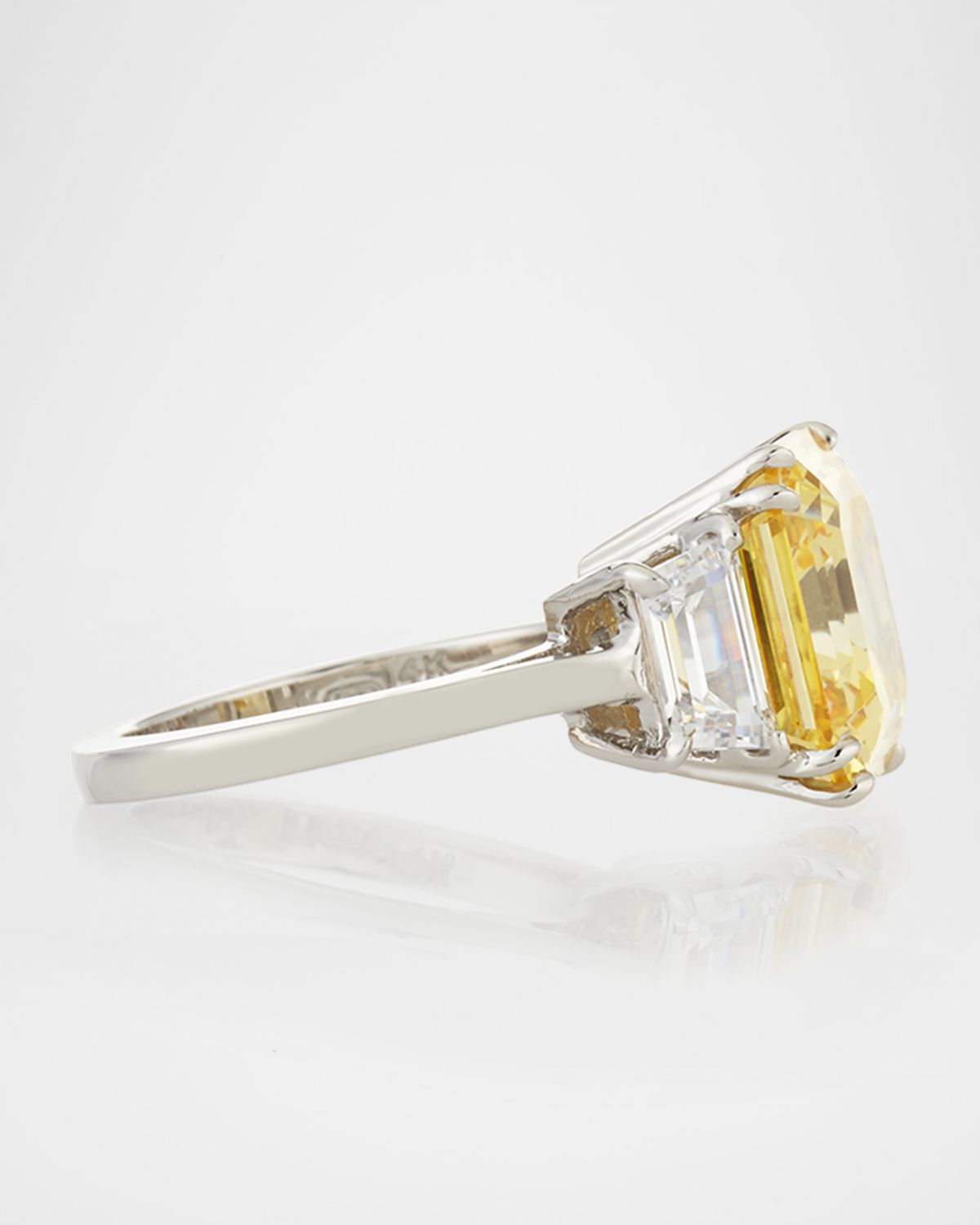 Fantasia by DeSerio Canary Asscher Cubic Zirconia Ring, 13.00 TCW