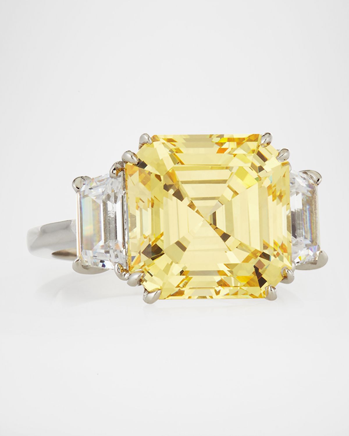 Fantasia by DeSerio Canary Asscher Cubic Zirconia Ring, 13.00 TCW
