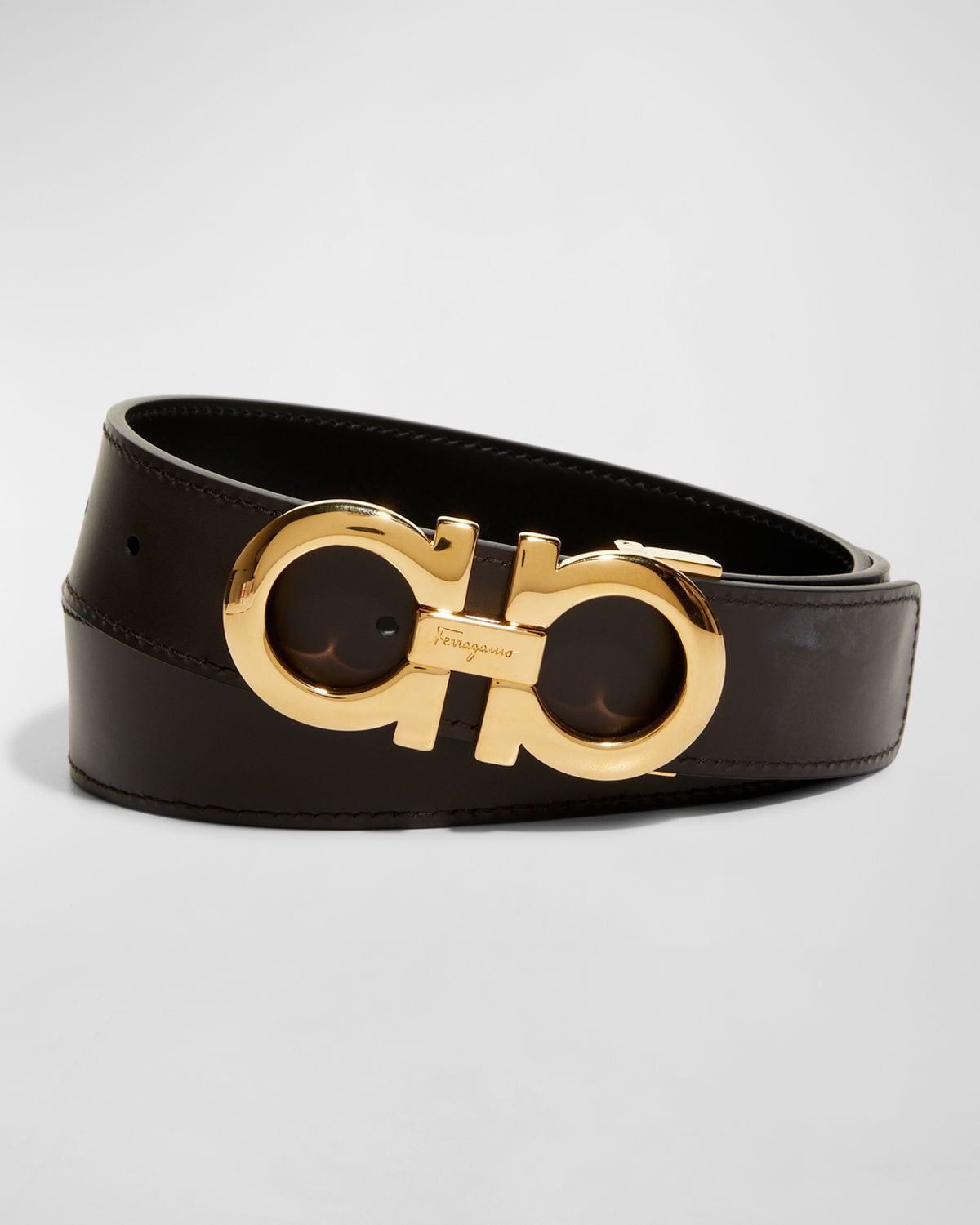 Ferragamo Men 's Reversible Double-Gancini Leather Belt | Thumbnail 3 Ferragamo Men 's Reversible Double-Gancini Leather Belt | Thumbnail 3