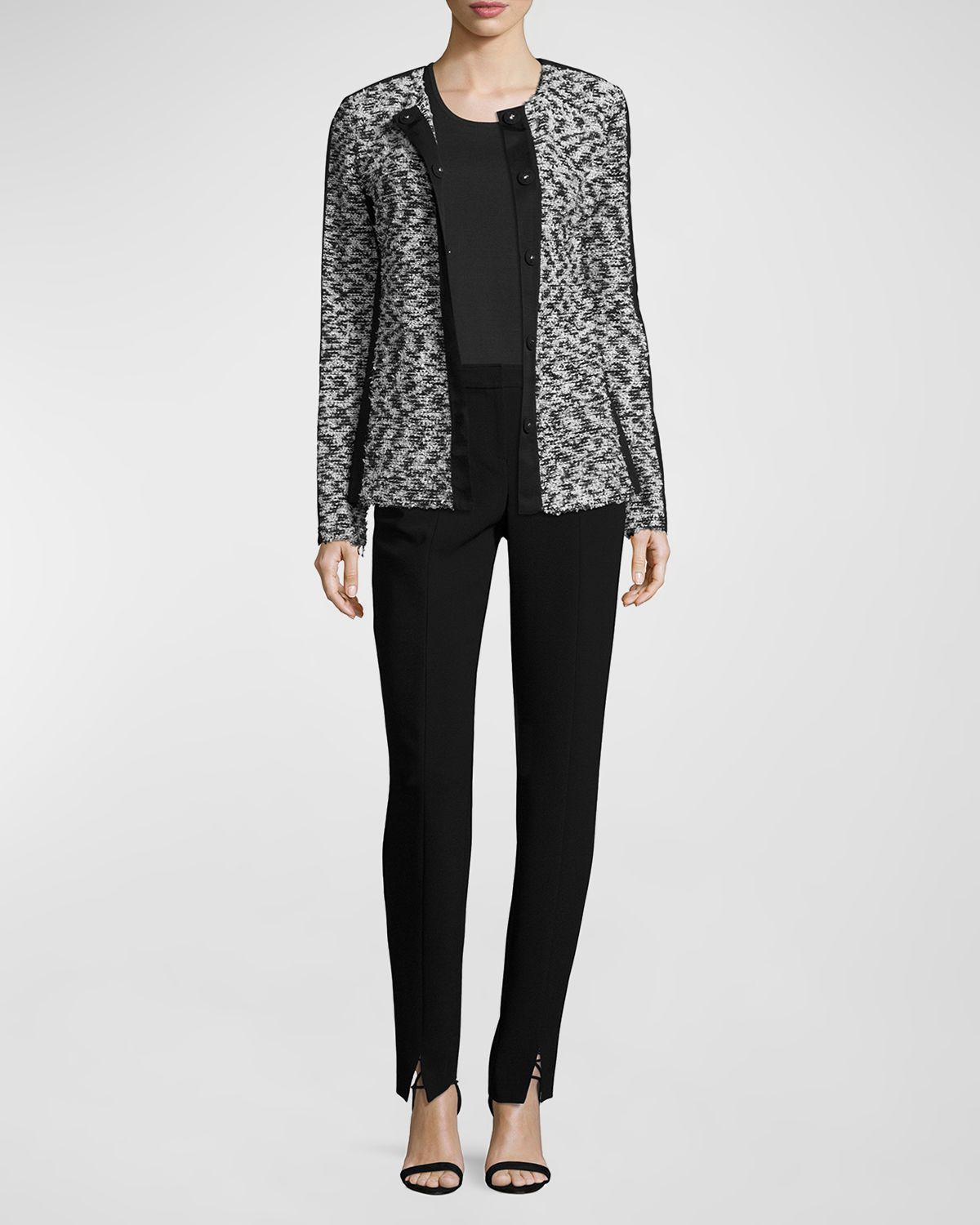 St. John Crepe Marocain Ankle Pants, Caviar