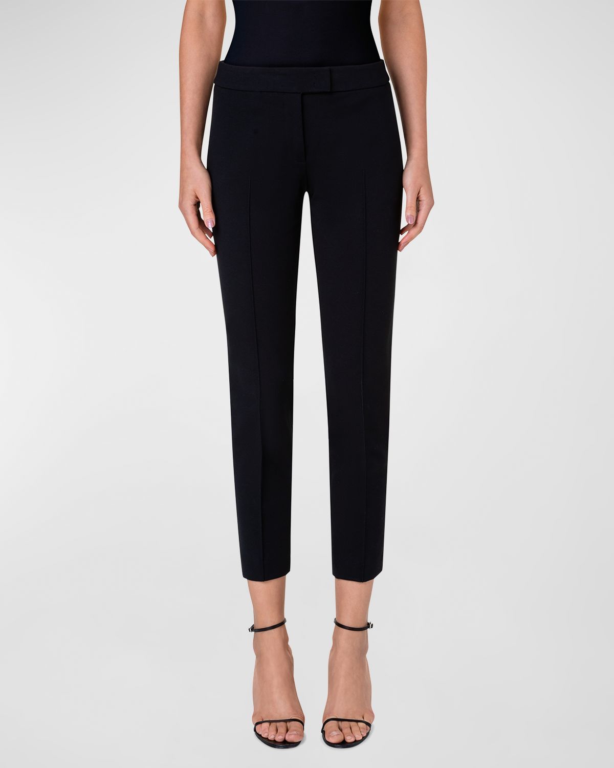 Akris punto Frankie Slim-Leg Ankle Pants, Black