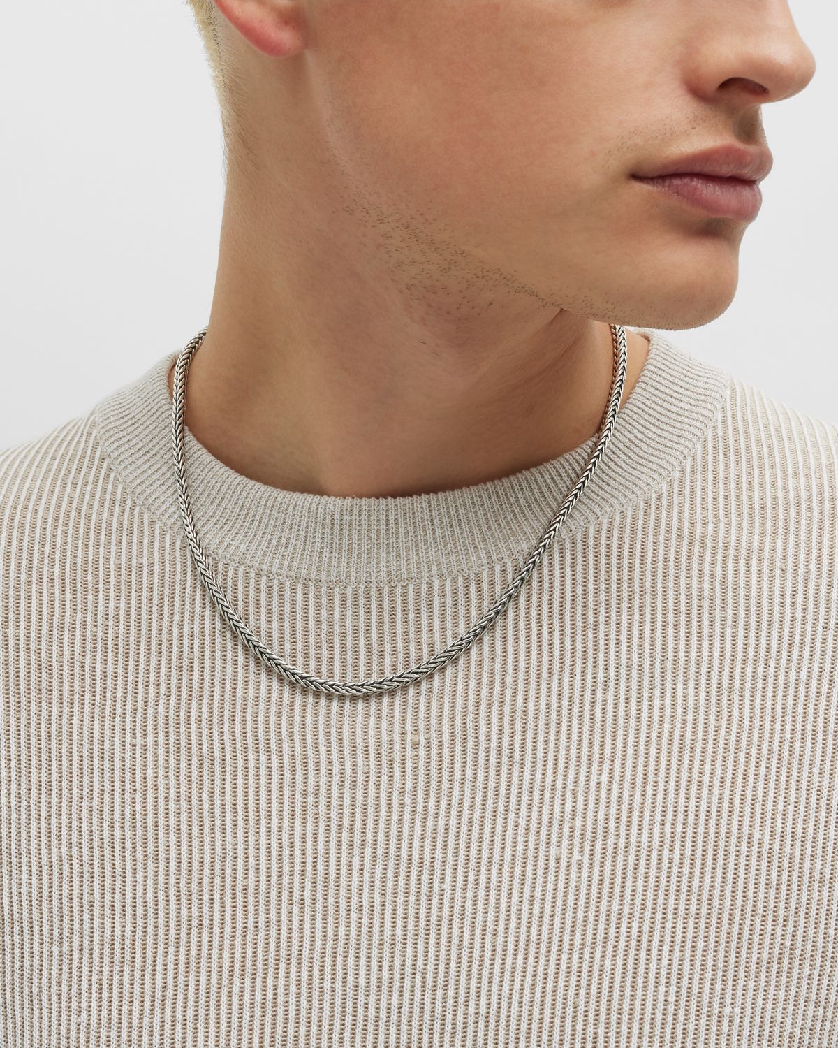 Konstantino Men 's Sterling Silver Braided Chain Necklace