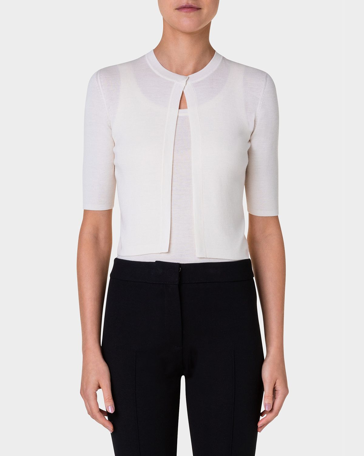 Akris punto Half-Sleeve Short Cardigan
