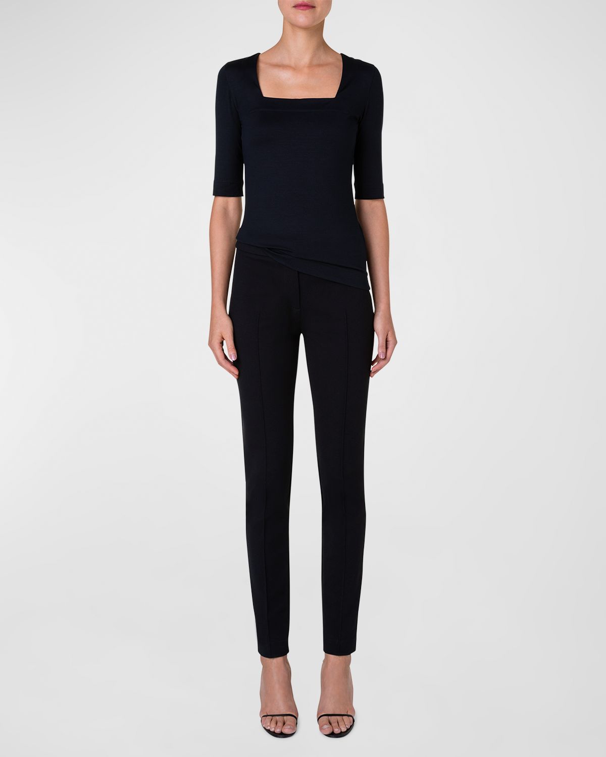 Akris punto Square-Neck Jersey Top