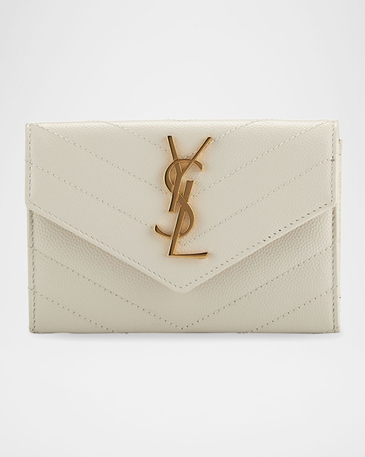 Saint Laurent YSL Monogram Small Flap Wallet in Grained Leather