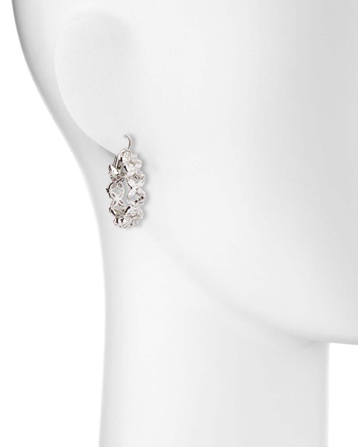 Fantasia by DeSerio 7.25 TCW CZ Flower Shaped Hoop Earrings