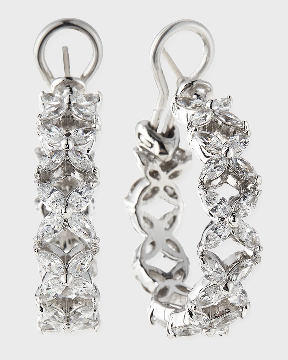 Fantasia by DeSerio 7.25 TCW CZ Flower Shaped Hoop Earrings