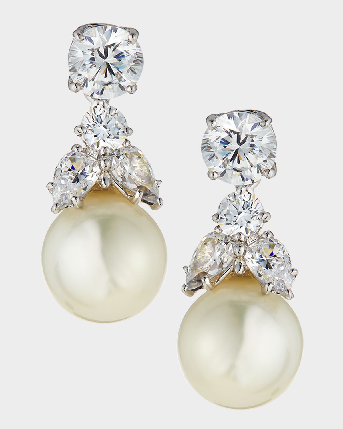 Fantasia by DeSerio 2.50 TCW CZ Stud & Simulated Pearly Dangle Earrings
