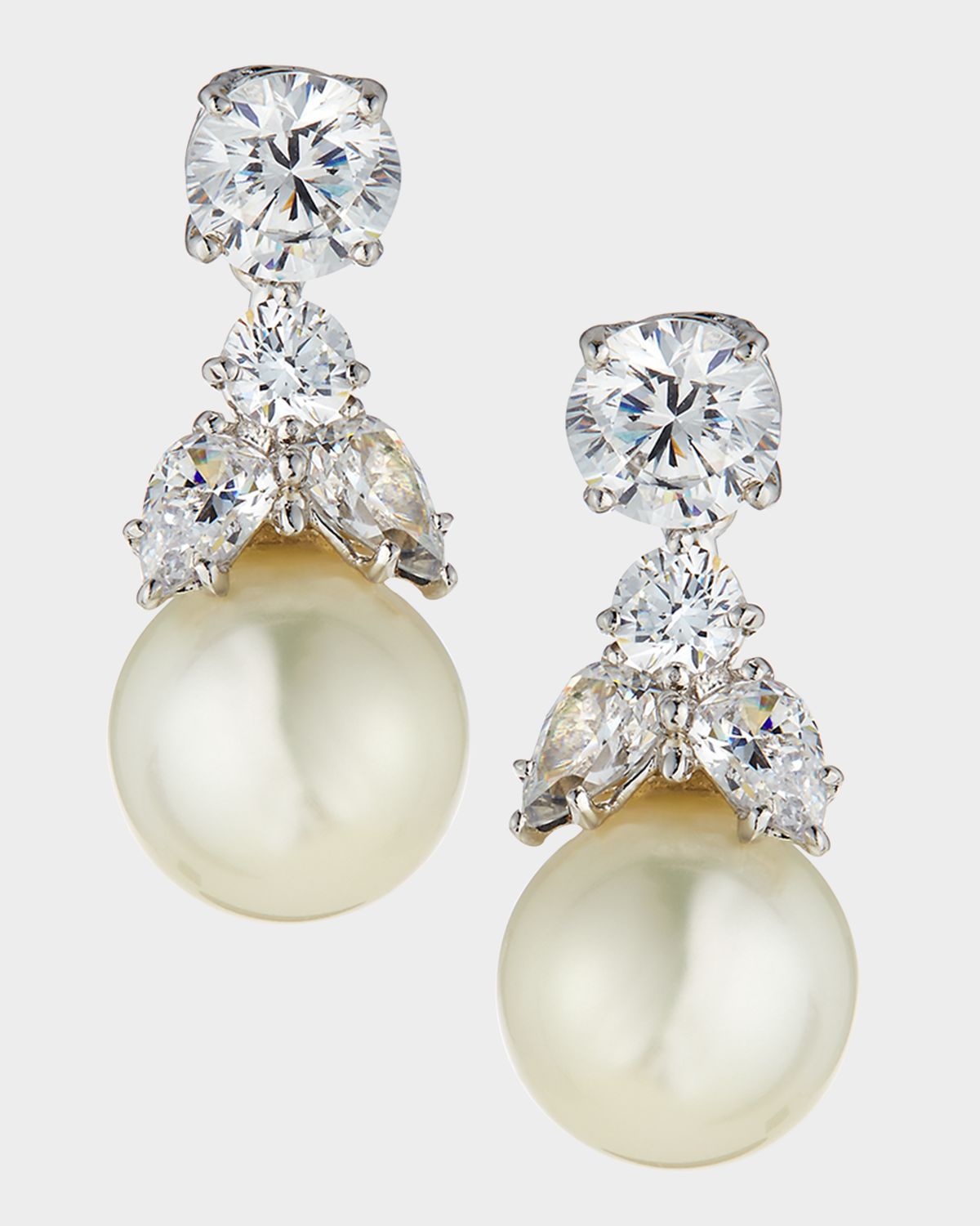 Fantasia by DeSerio 2.50 TCW CZ Stud & Simulated Pearly Dangle Earrings