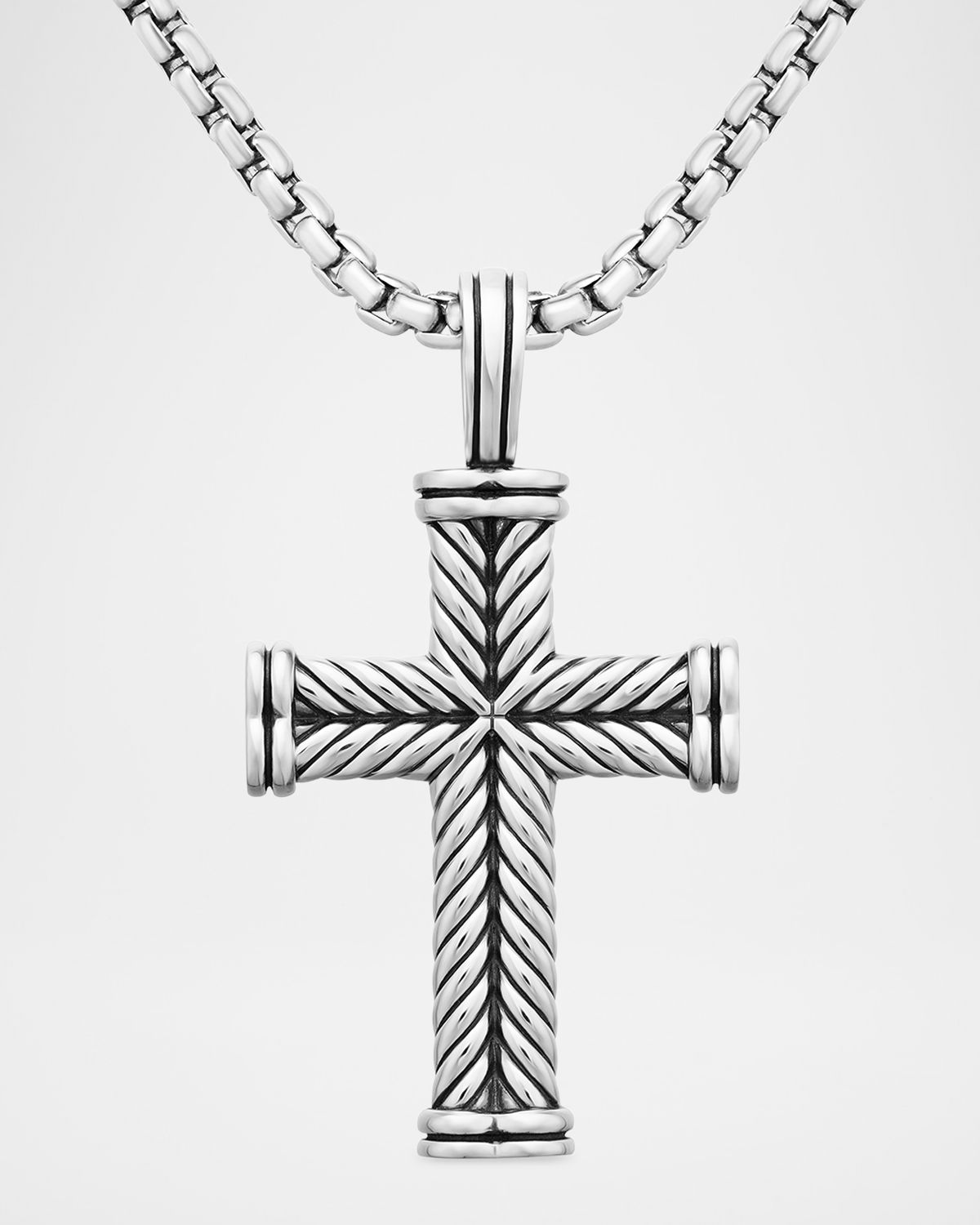 David Yurman Men 's Chevron Cross Pendant in Silver, 33.5mm
