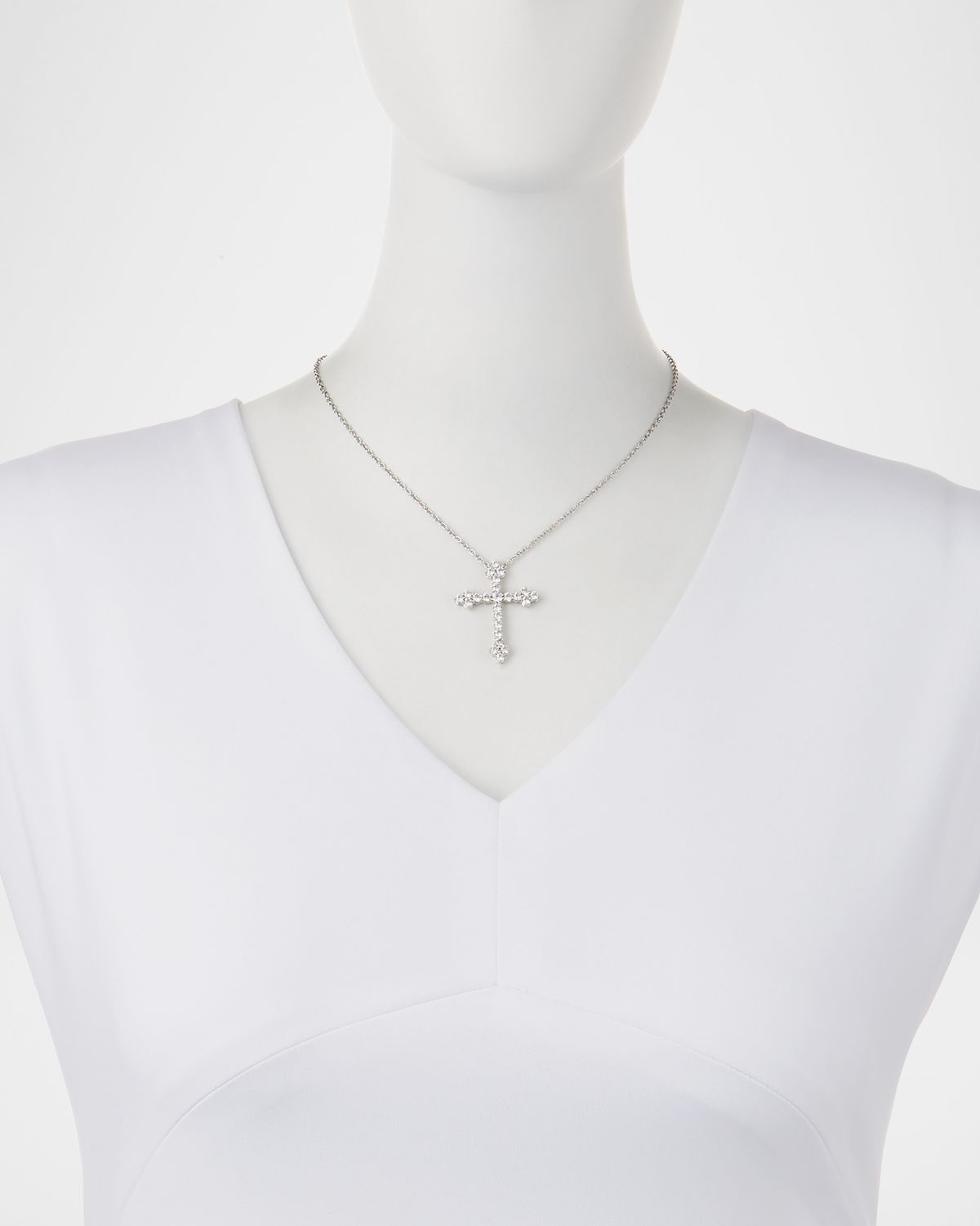 Fantasia by DeSerio 2.25 TCW Large CZ Cross Pendant Necklace
