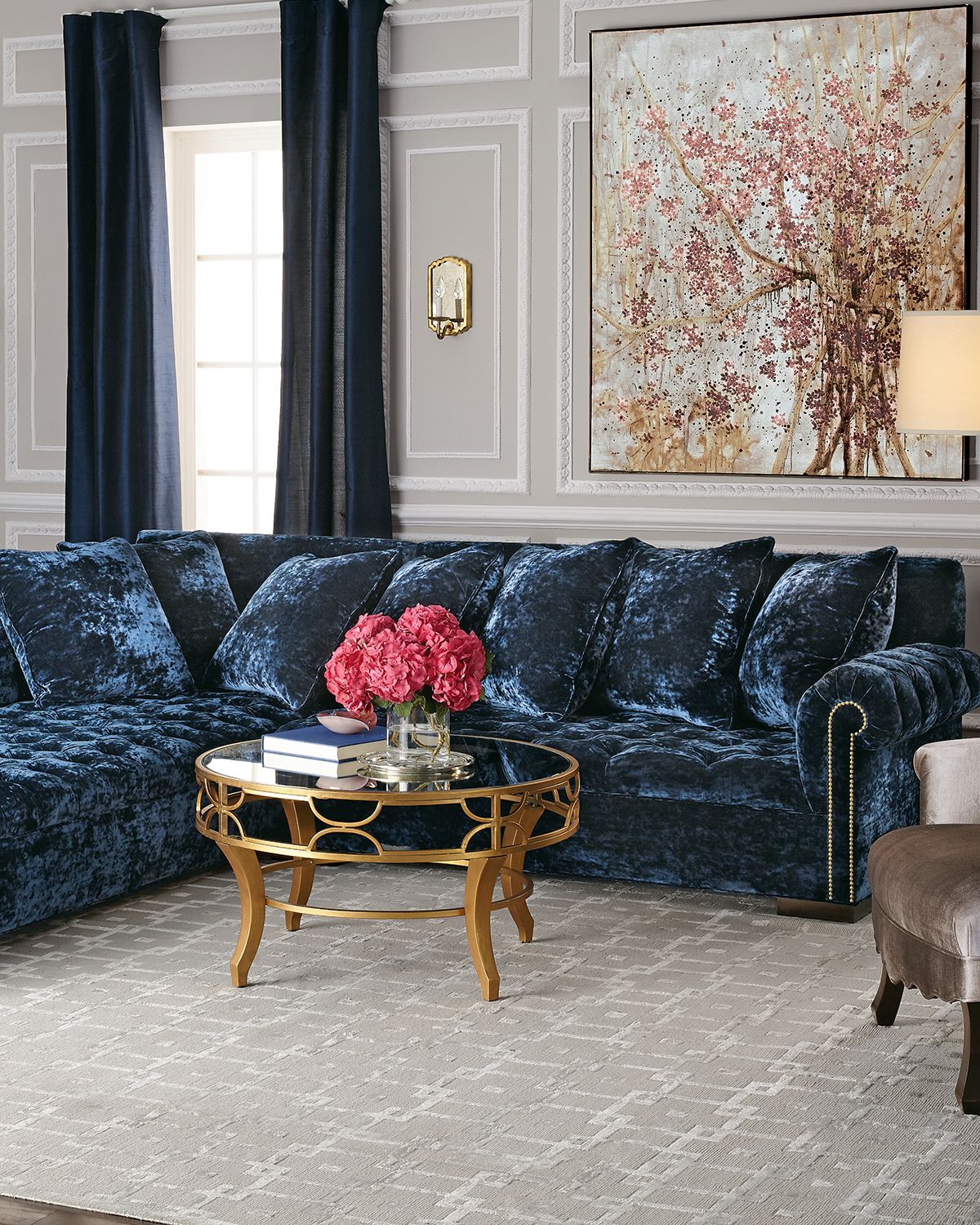 Haute House Divine Crushed Velvet Left-Chaise Sectional