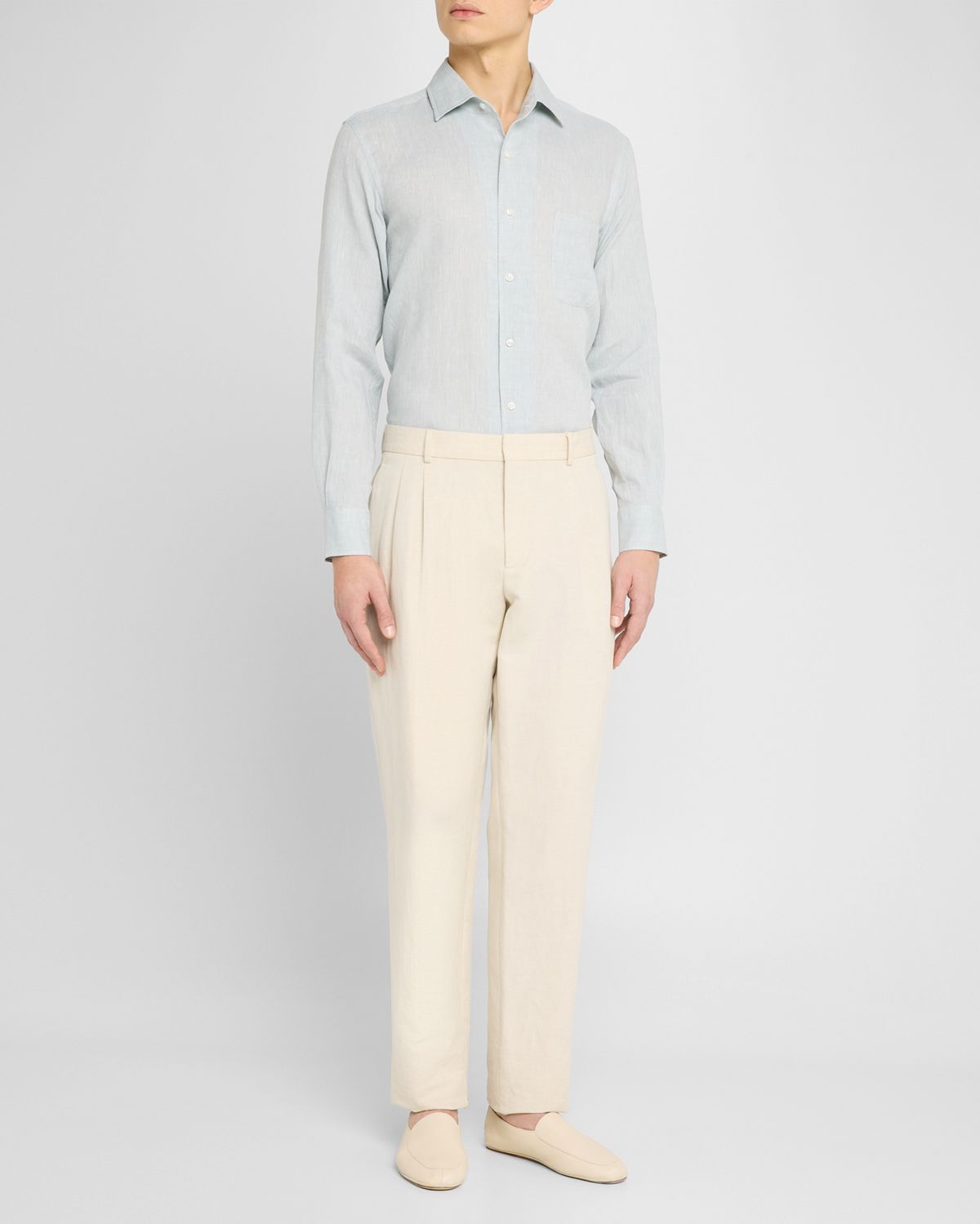 Loro Piana Men 's Andre Long-Sleeve Linen Shirt