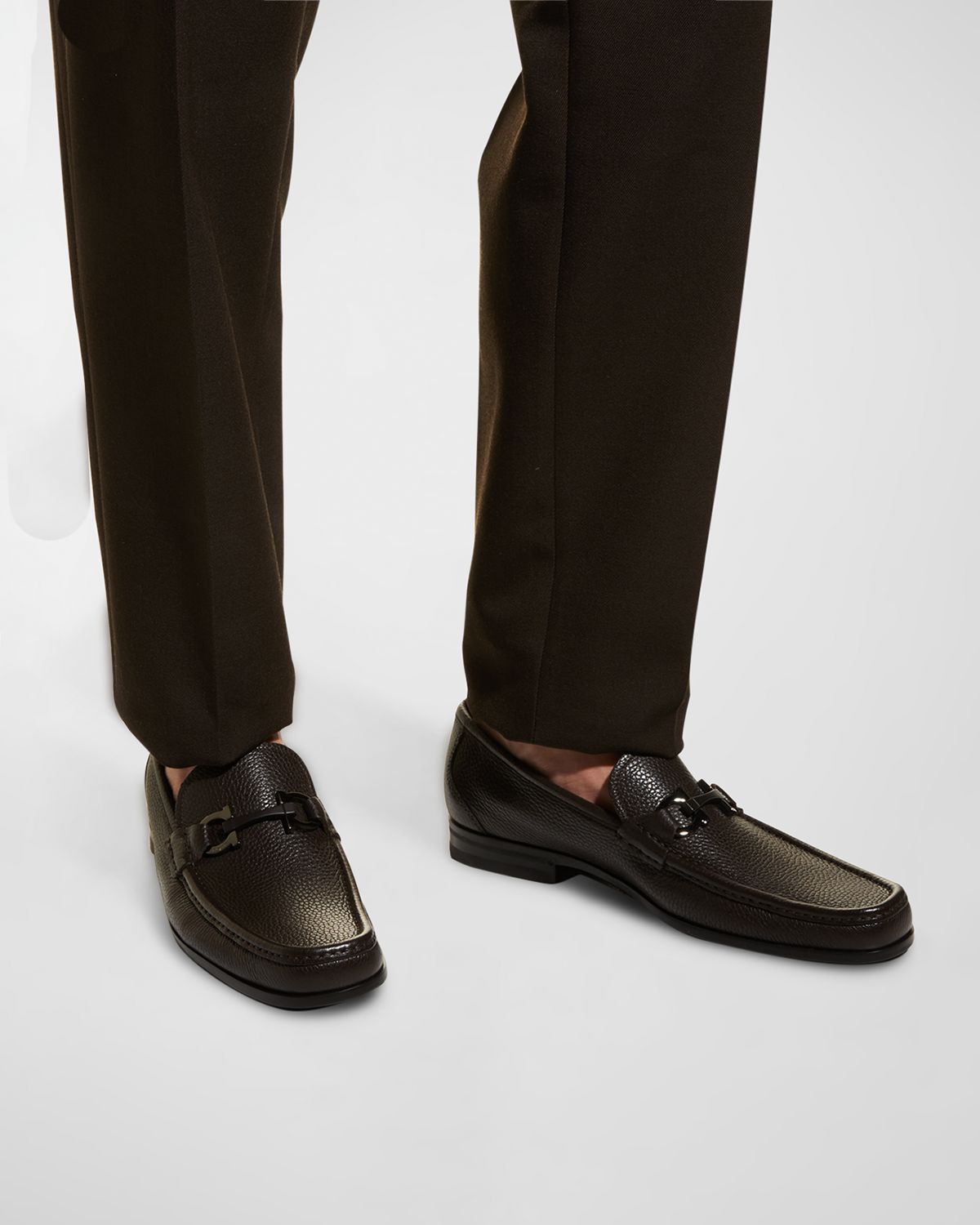 Ferragamo Men's Grandioso Grained Calfskin Gancini Loafer