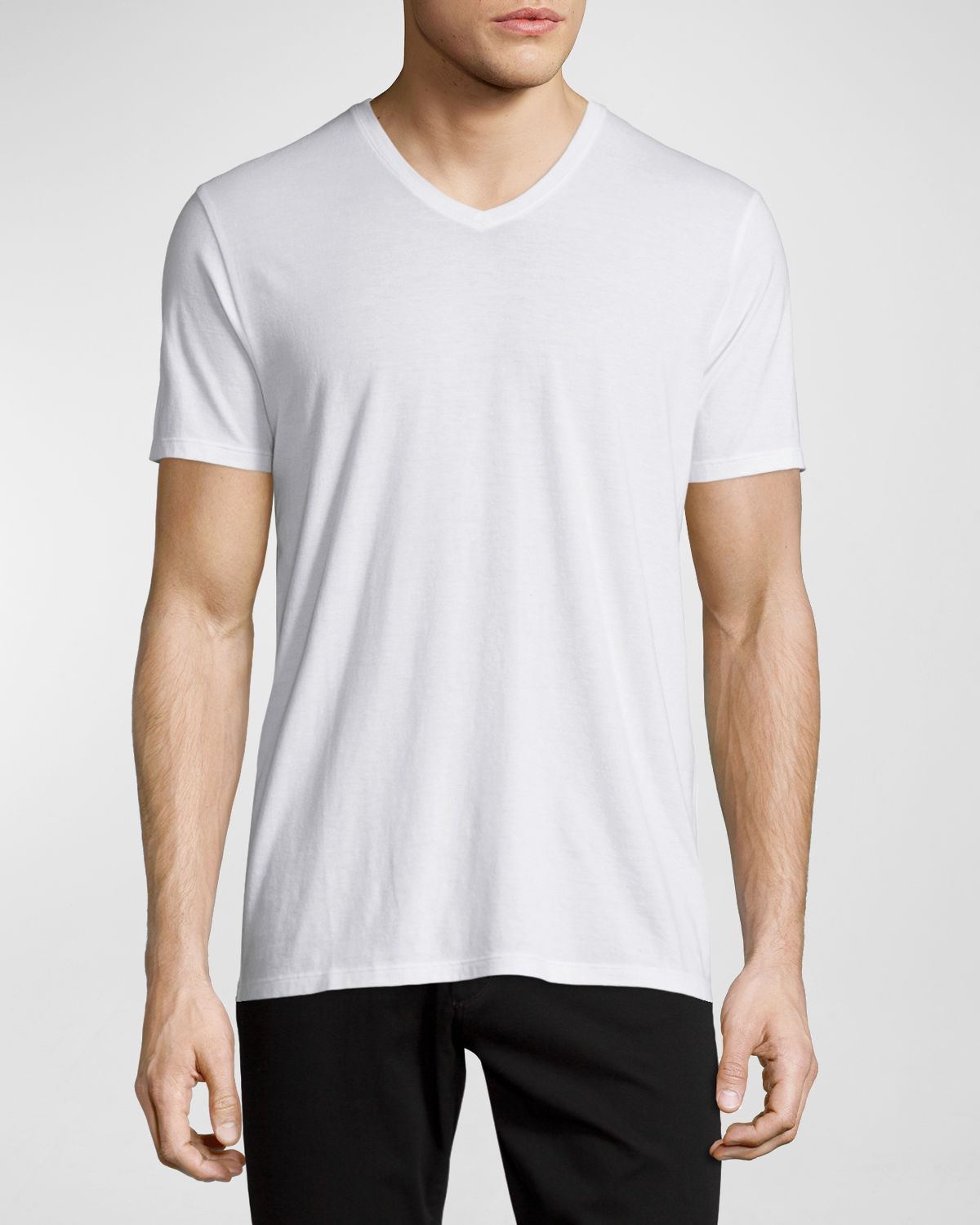 Vince Short-Sleeve V-Neck Jersey T-Shirt, Gray