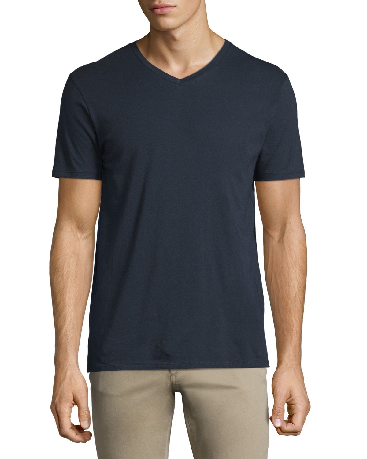 Vince Short-Sleeve V-Neck Jersey T-Shirt, Gray