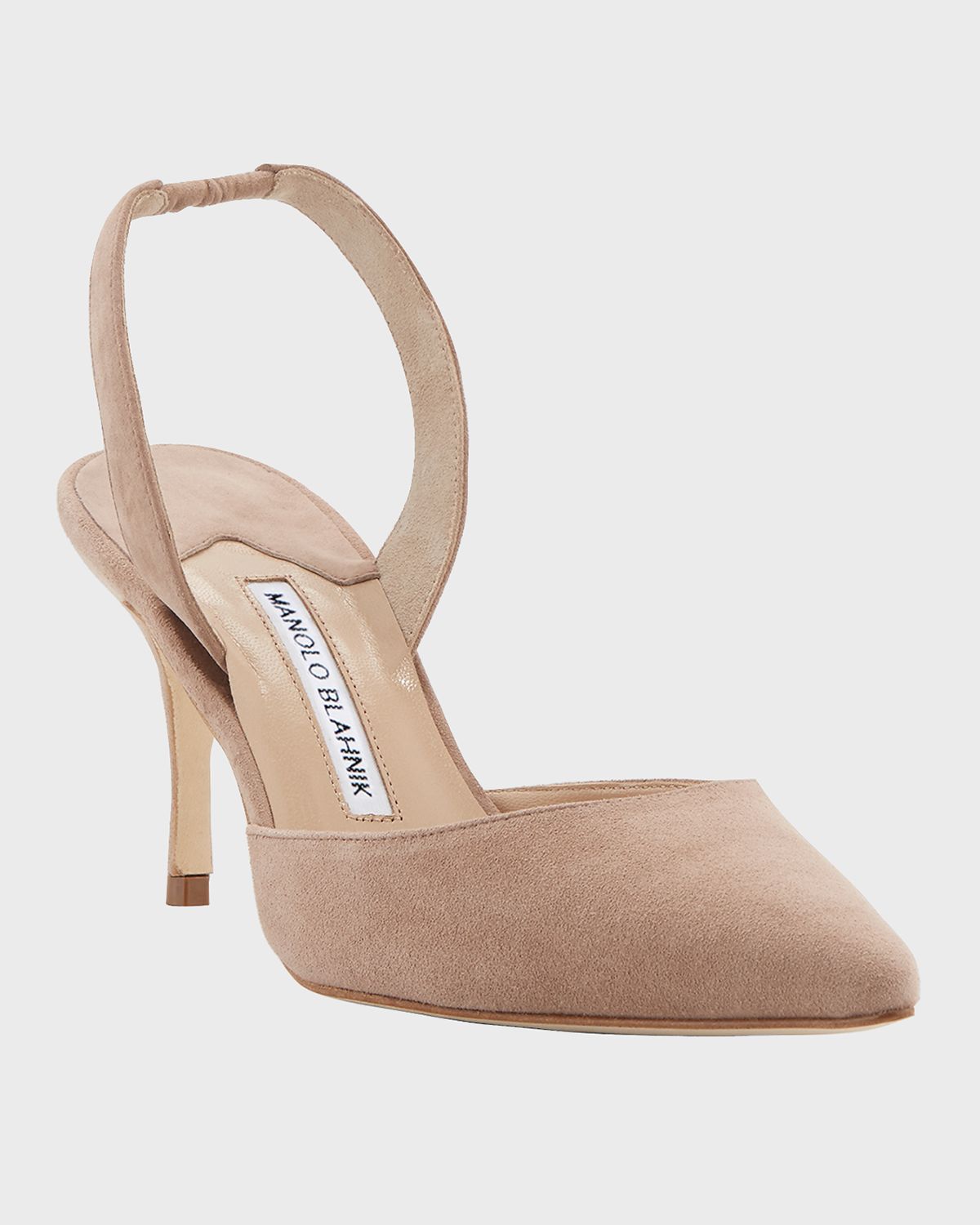 Manolo Blahnik Carolyne Suede Mid-Heel Slingback Pump