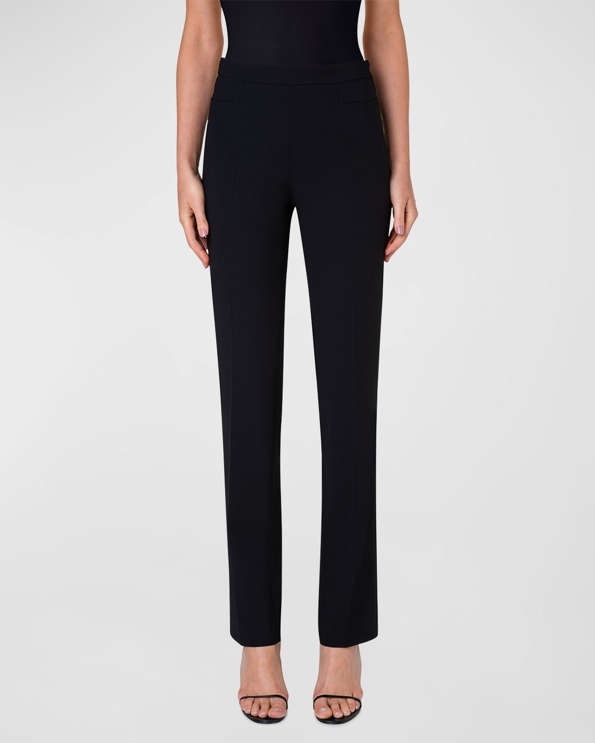 Akris punto Francoise Slim-Straight Pants, Black