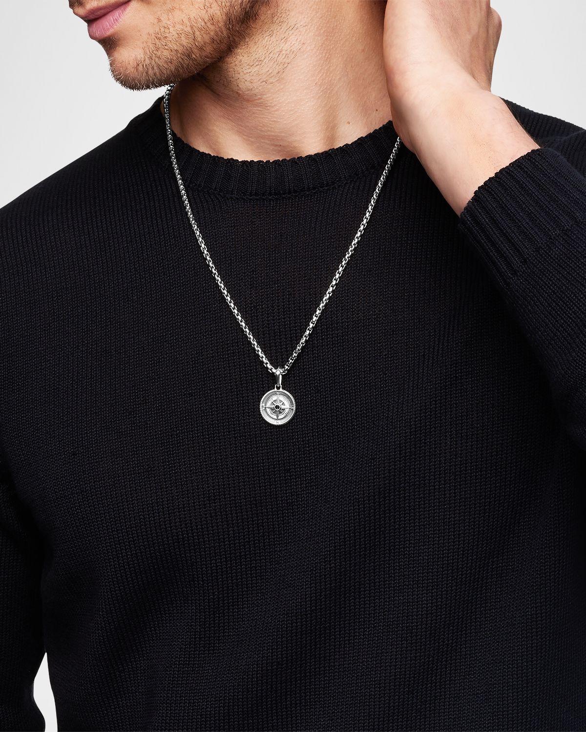 David Yurman Men 's Maritime Compass Pendant with Diamonds in Silver, 29.5mm