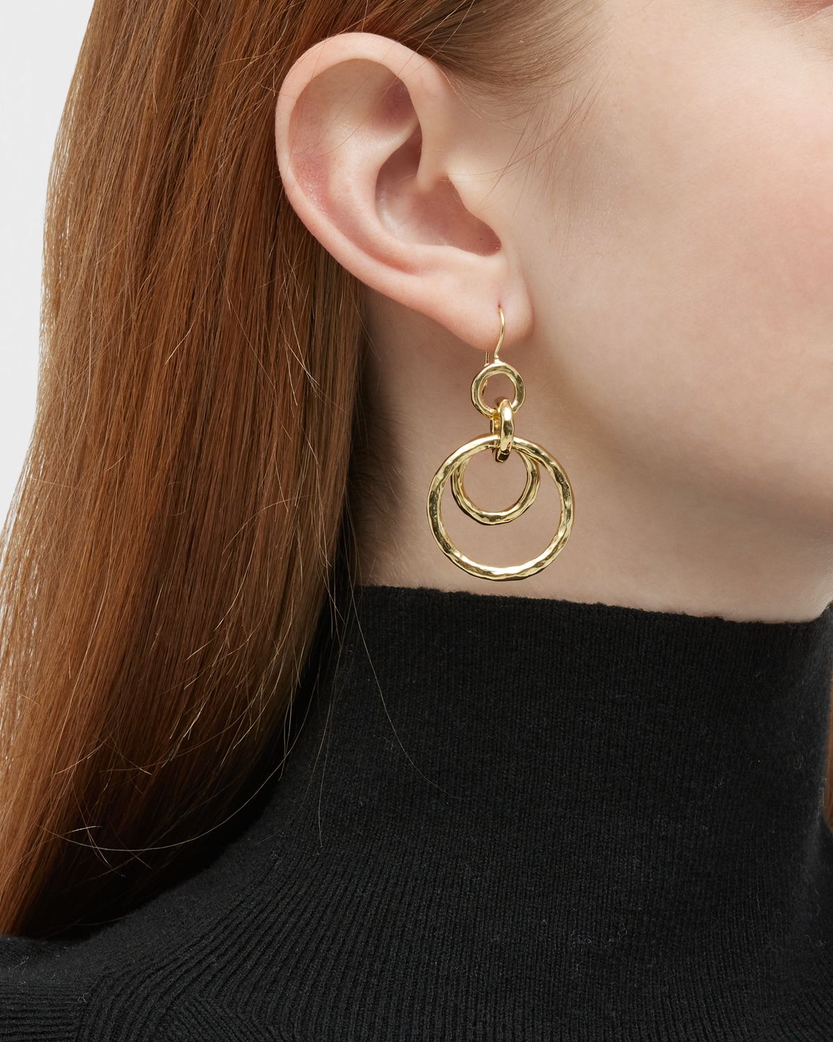 Ippolita Puffy Hammered Jet Set Earrings in 18K Gold