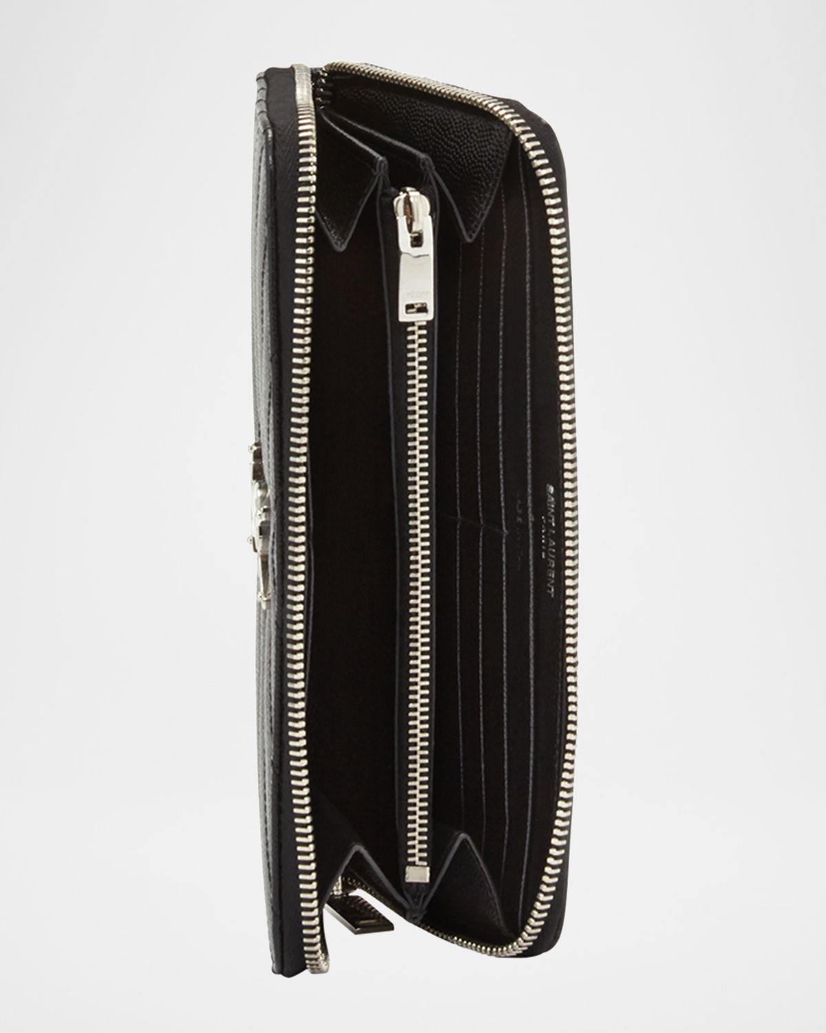 Saint Laurent YSL Monogram Large Zip Wallet in Grained Leather