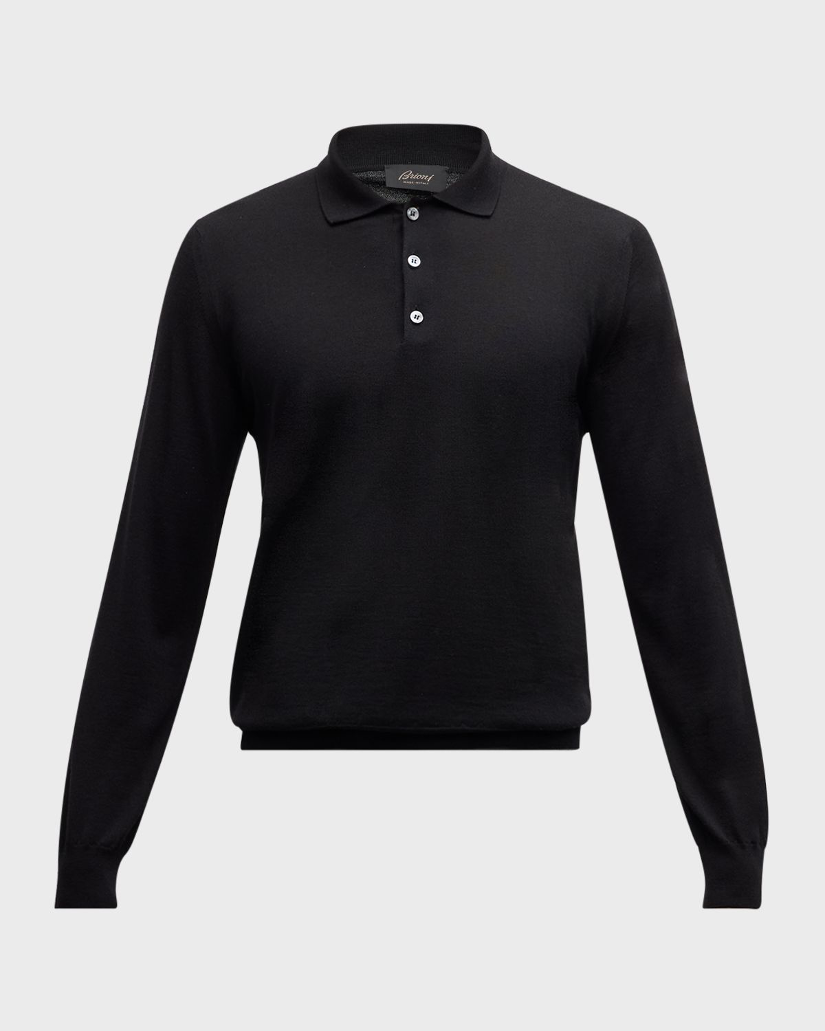 Brioni Men 's Cashmere-Silk Long-Sleeve Polo Sweater