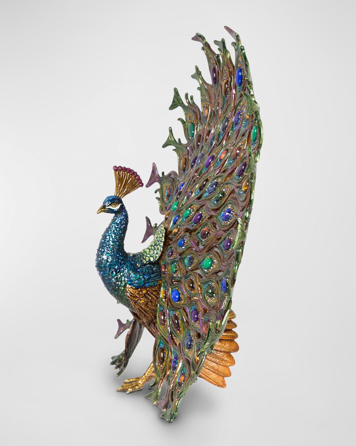 Jay Strongwater Stanton Fan Tail Peacock Figurine