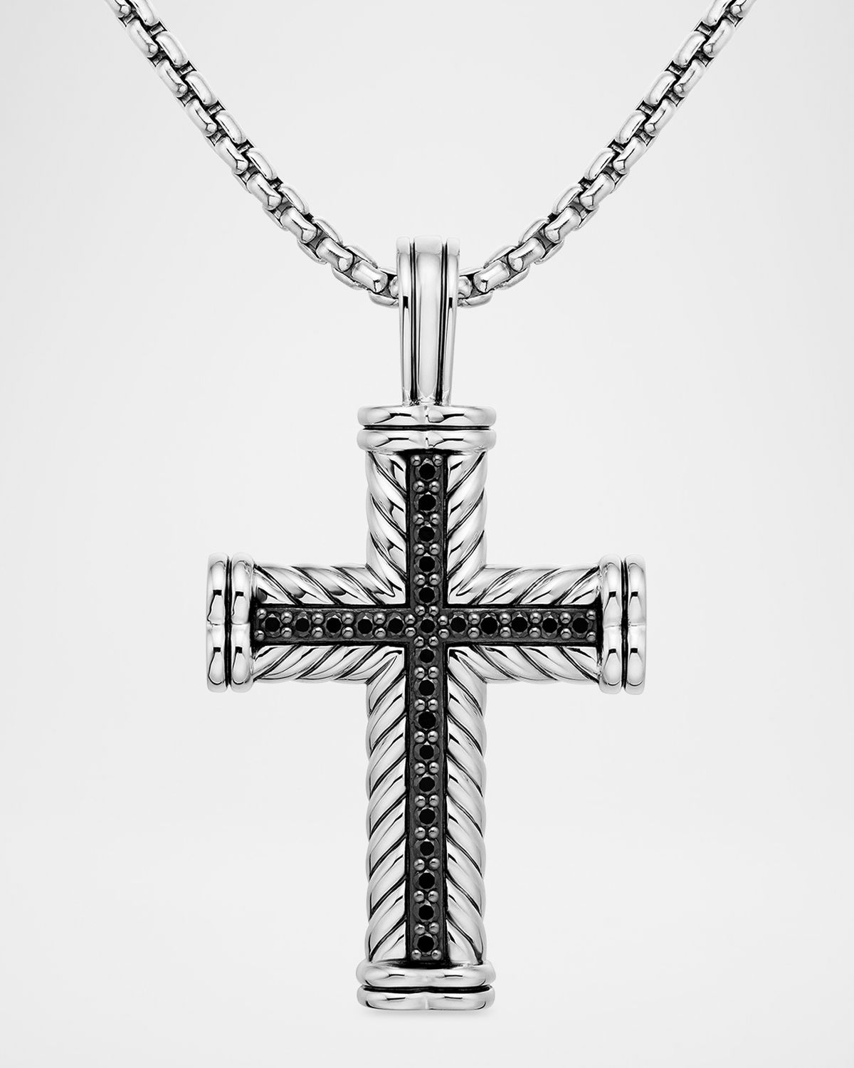 David Yurman Men 's Chevron Cross Pendant with Diamonds in Silver, 41.7mm