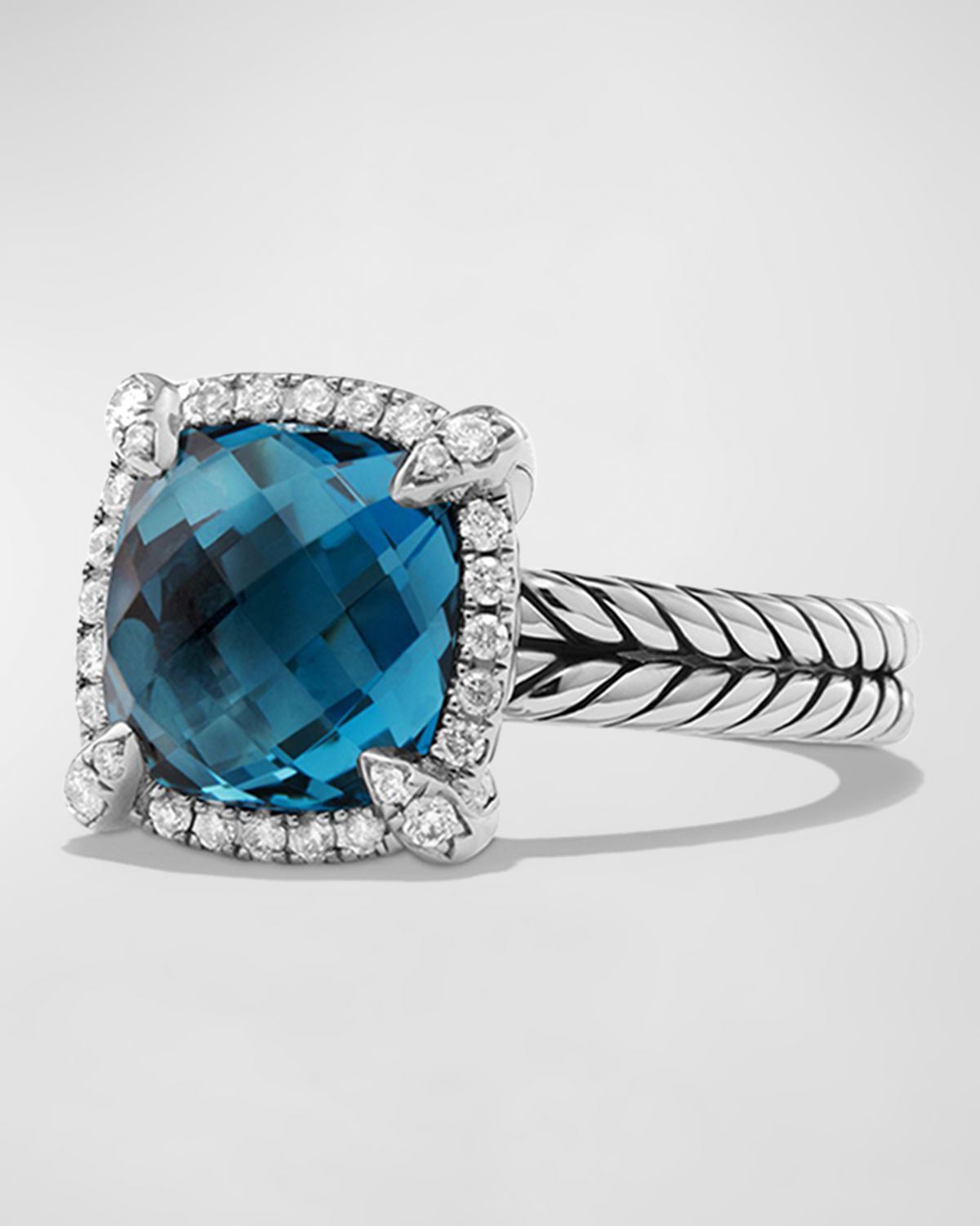 David Yurman Chatelaine Pavé Bezel Ring with Gemstone and Diamonds in Silver