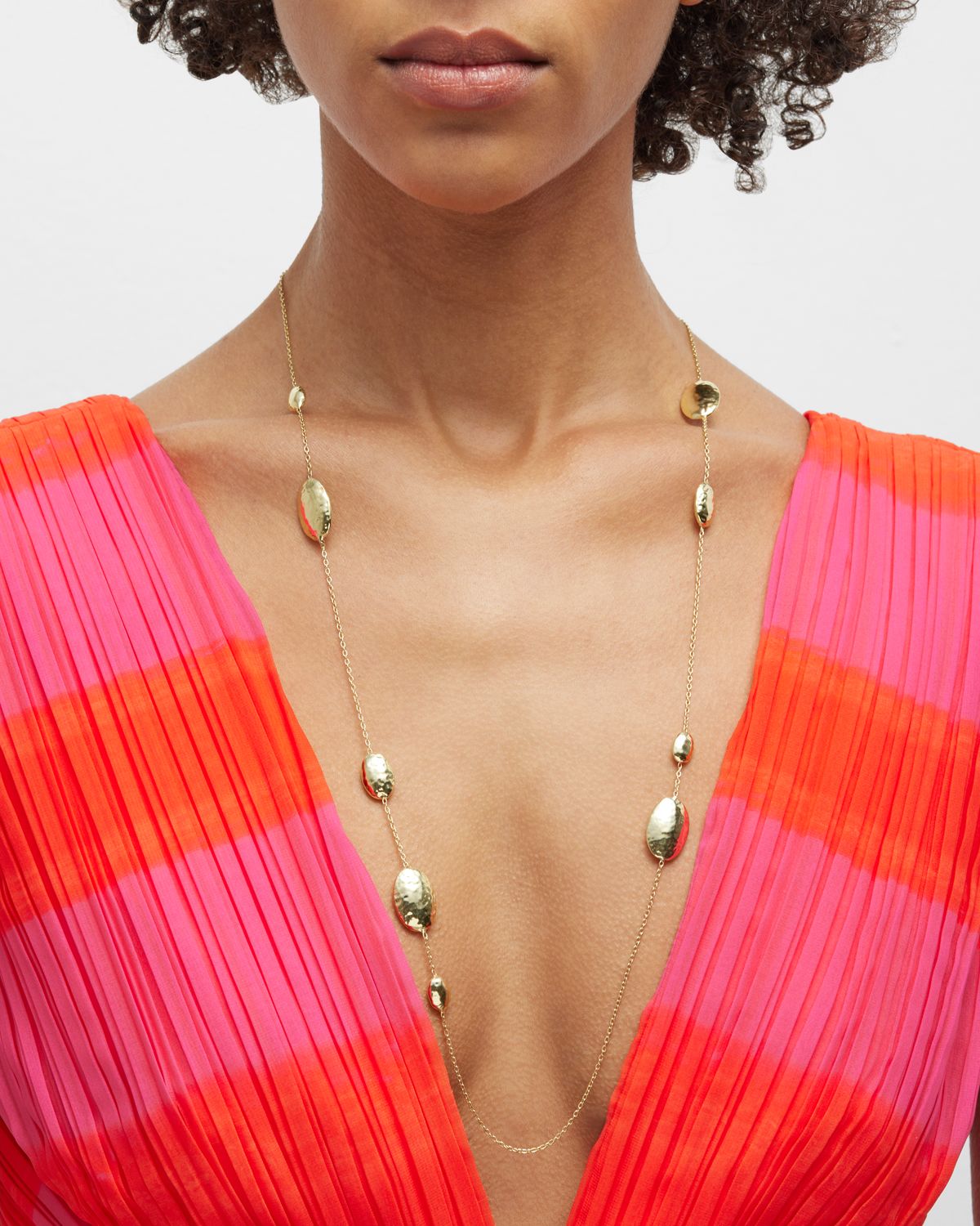 Ippolita Long Hammered Multi Station Layering Necklace in 18K Gold