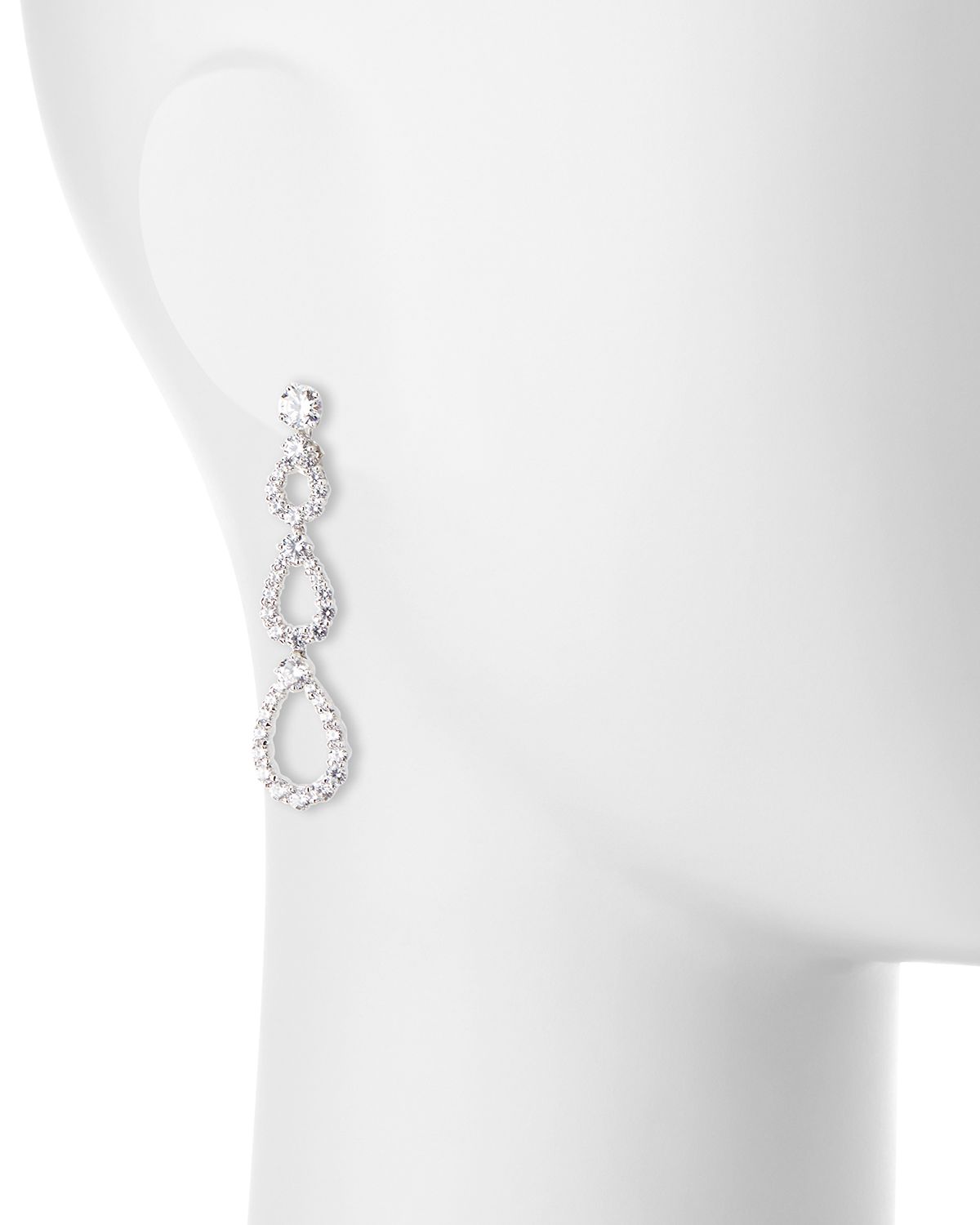 Fantasia by DeSerio Three-Tier Open CZ Crystal Drop Earrings