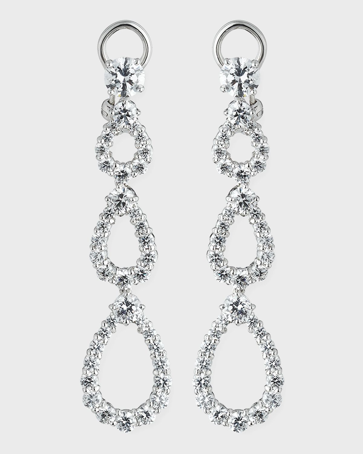 Fantasia by DeSerio Three-Tier Open CZ Crystal Drop Earrings