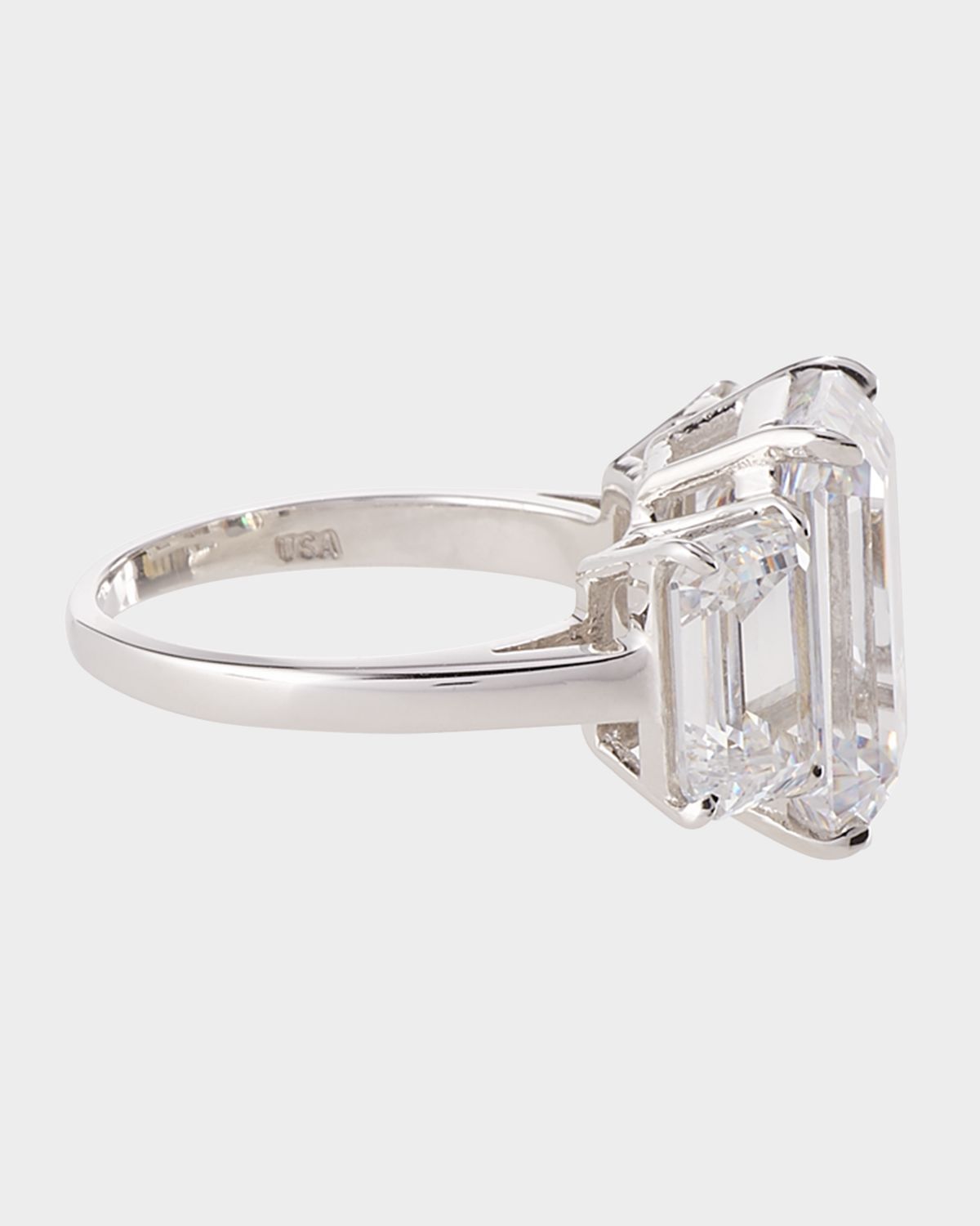 Fantasia by DeSerio 14K White Gold Three Stone Clear Ring
