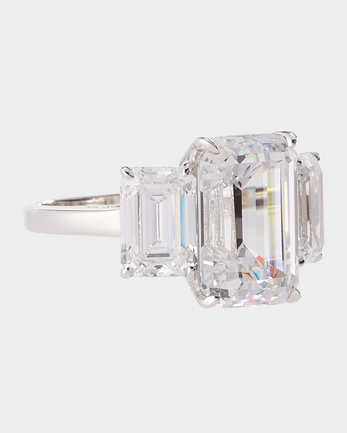 Fantasia by DeSerio 14K White Gold Three Stone Clear Ring