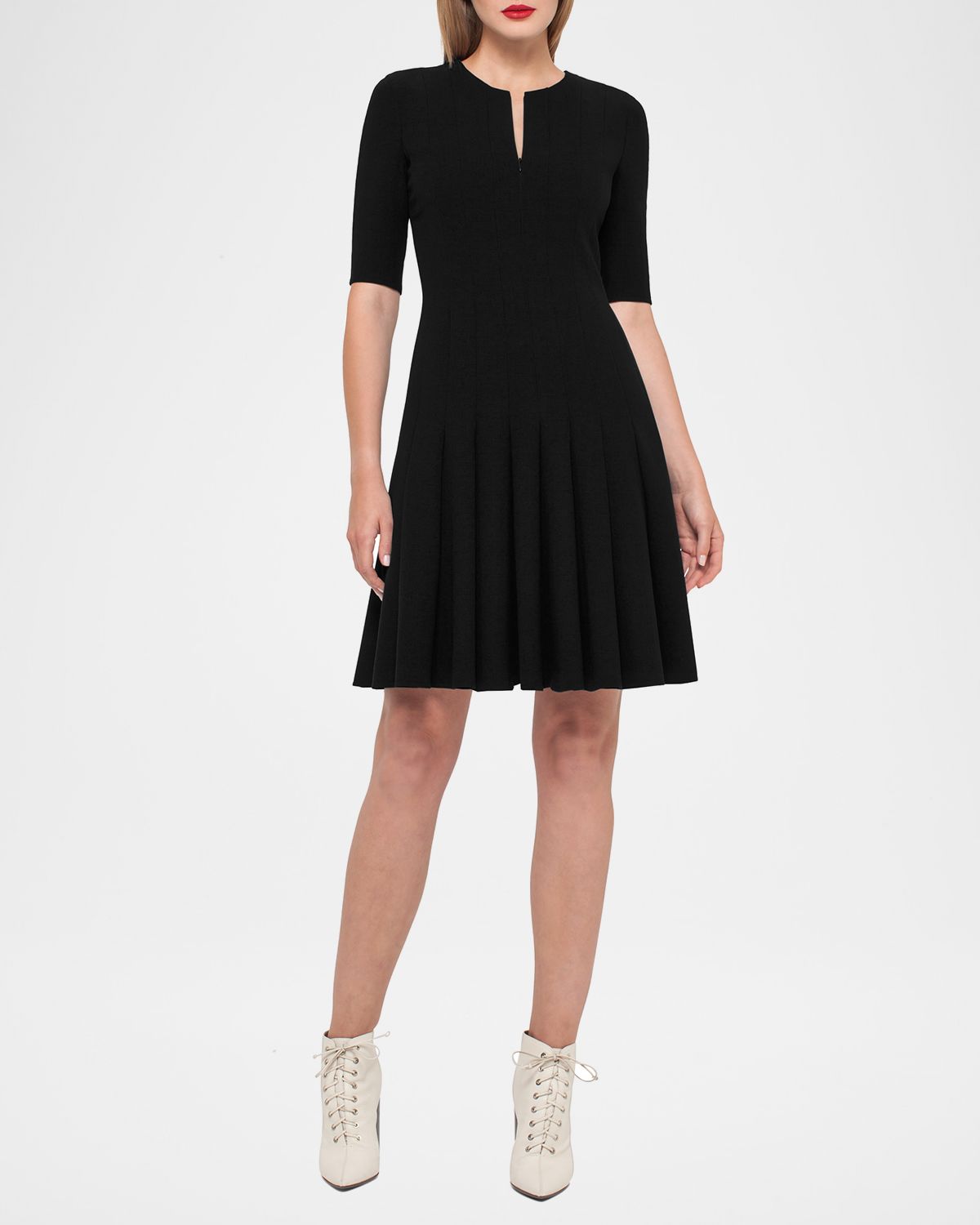 Akris Elbow-Sleeve Zip-Front Dress