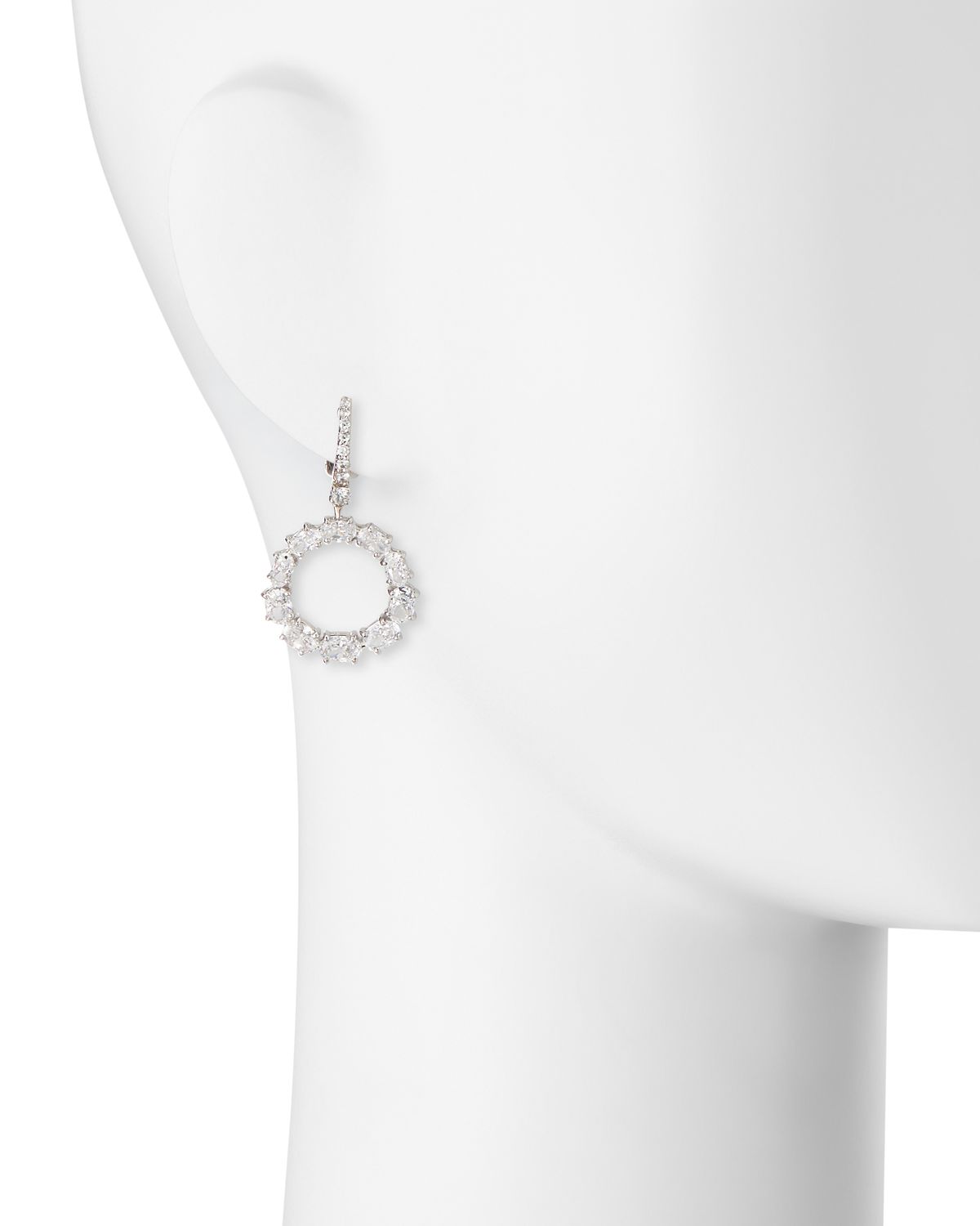 Fantasia by DeSerio Open Circle CZ Crystal Drop Earrings