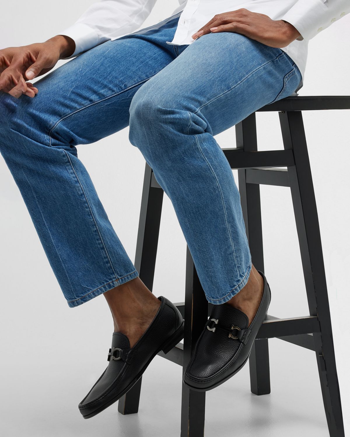 Ferragamo Men 's Grandioso Grained Calfskin Gancini Loafer