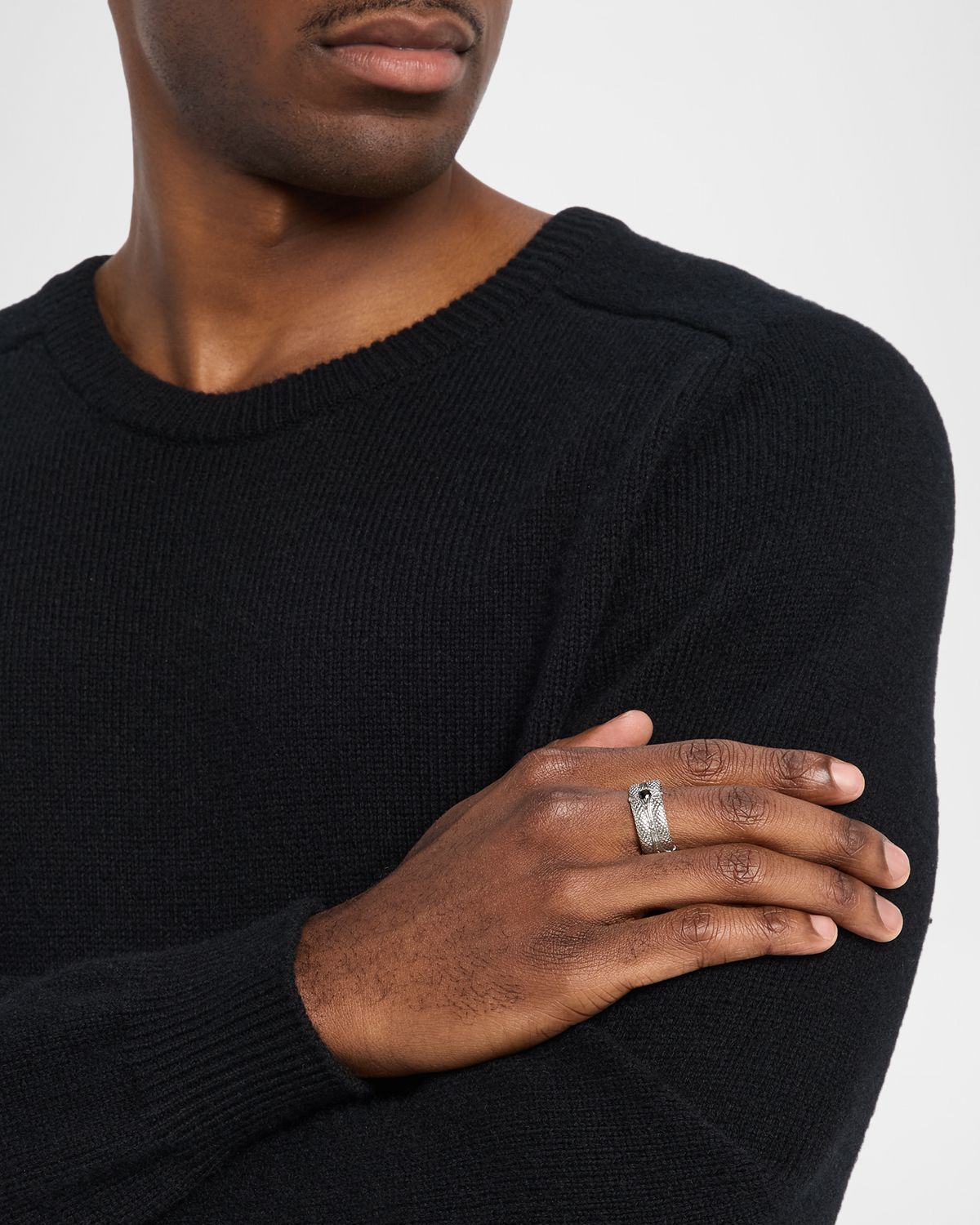 Konstantino Men 's Sterling Silver Black Spinel Ring