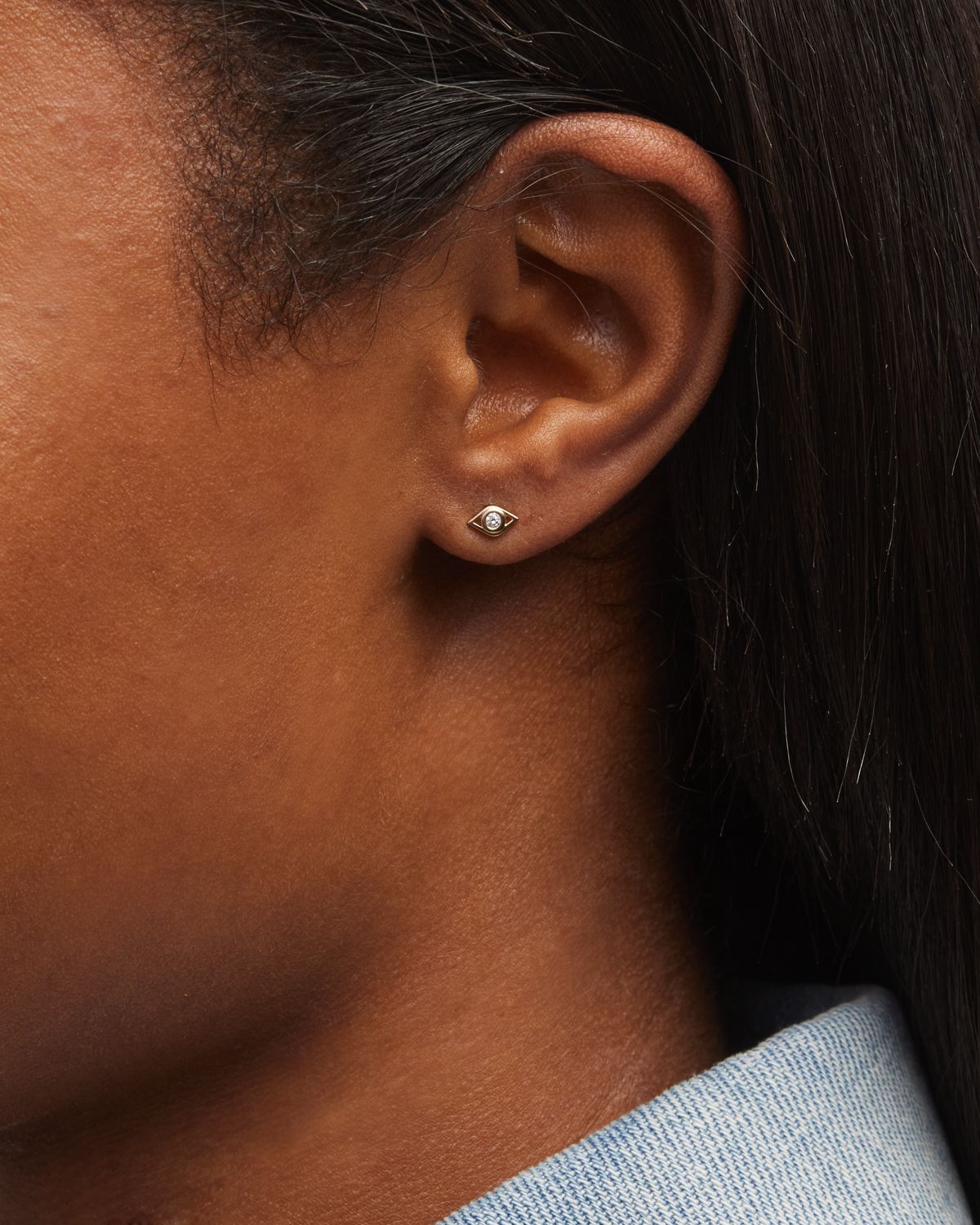 Sydney Evan 14k Diamond Evil Eye Stud Earring, Single