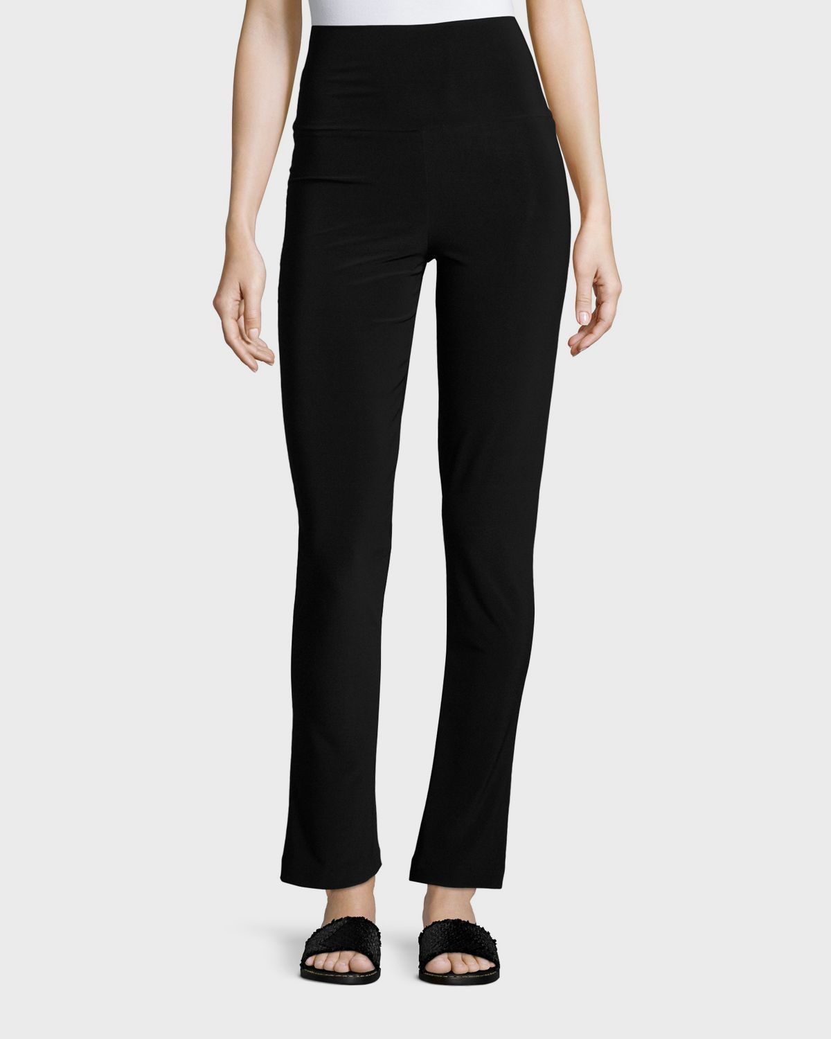 Norma Kamali Boot-Cut High-Waist Pants, Black