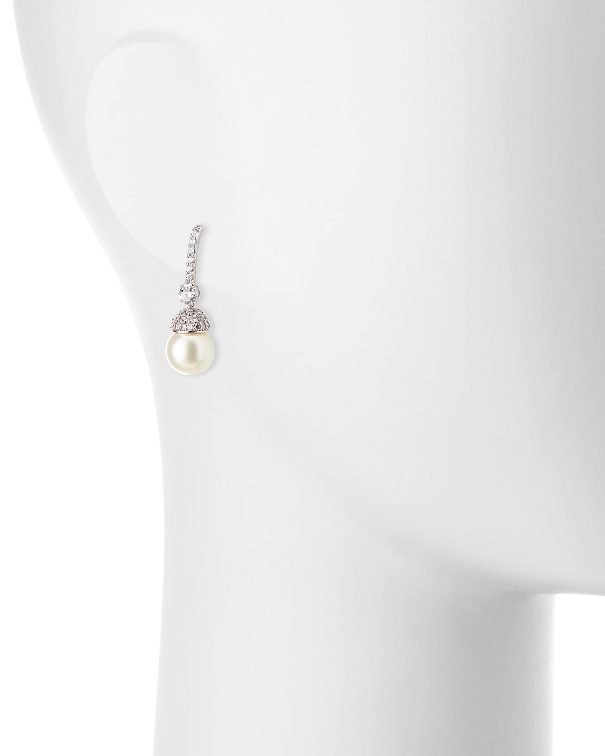 Fantasia by DeSerio Pave Capped Pearly Drop Earrings