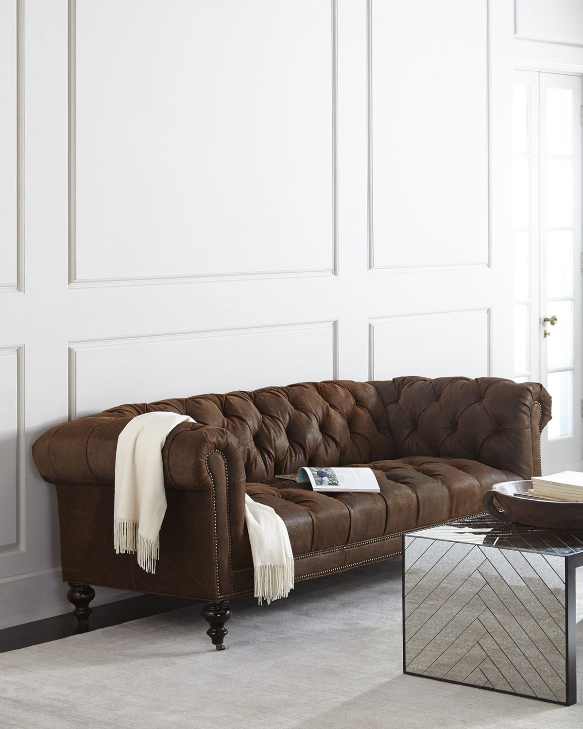 Old Hickory Tannery Morgan Rustic-Suede Chesterfield Sofa 86" | Thumbnail 5