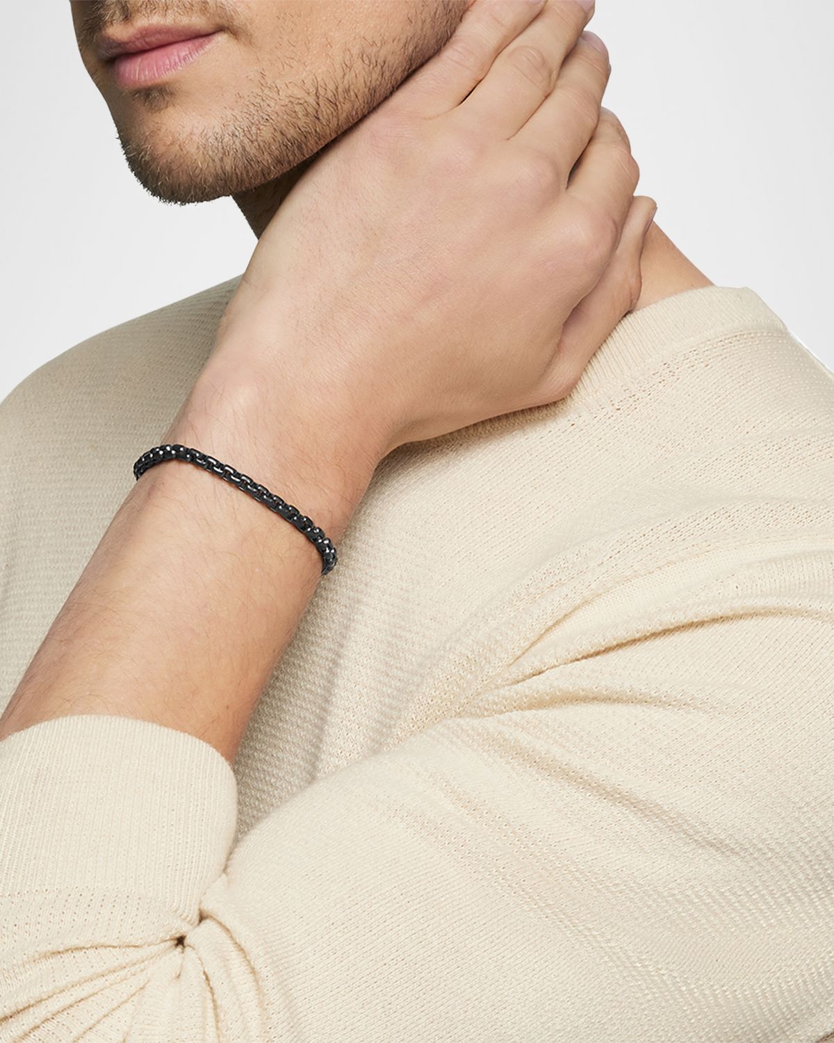 David Yurman Men 's Box Chain Bracelet in Darkened Silver, 5mm