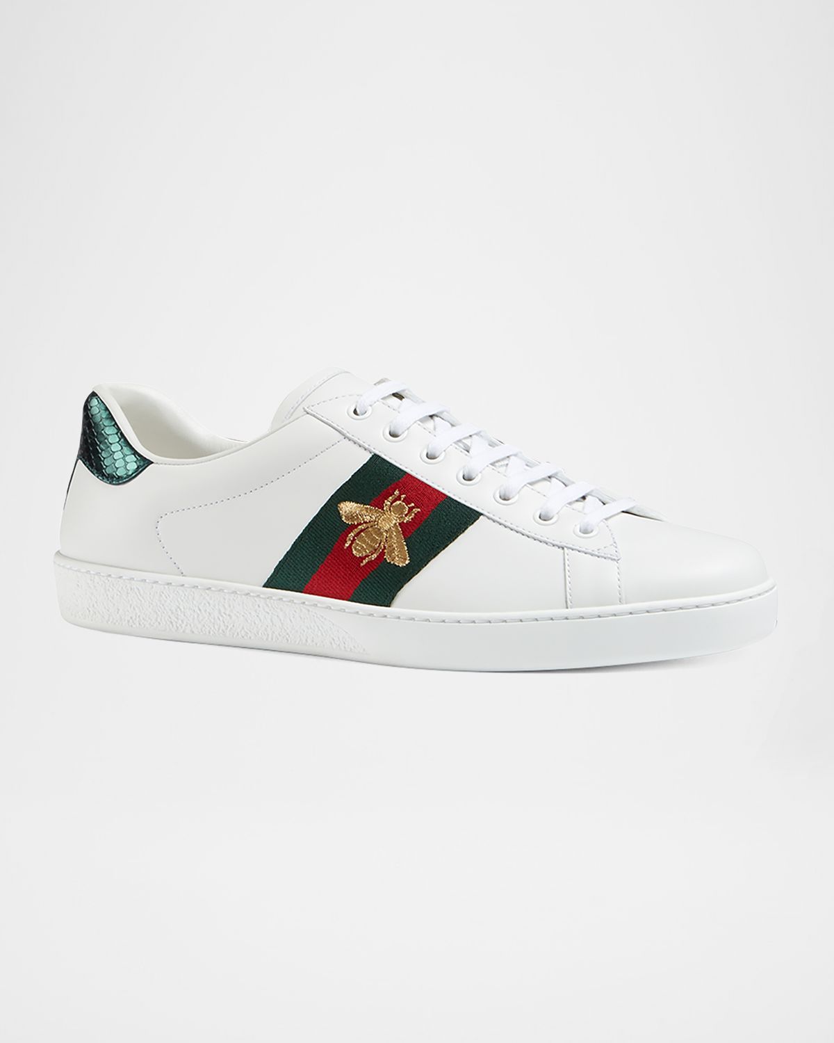 Gucci Men's New Ace Embroidered Low-Top Sneakers