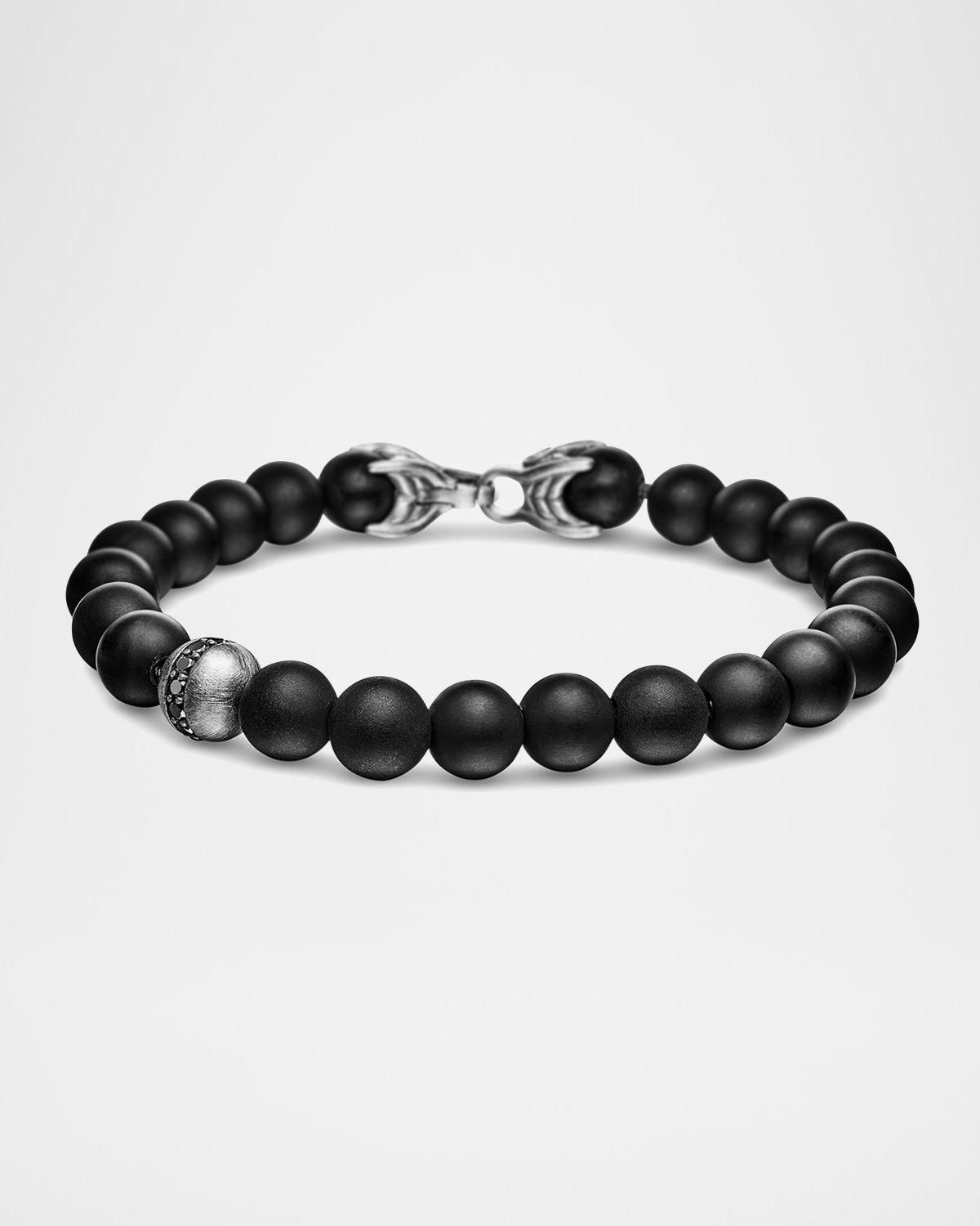 David Yurman Men 's Spiritual Beads Bracelet with Diamonds and Silver, 8mm