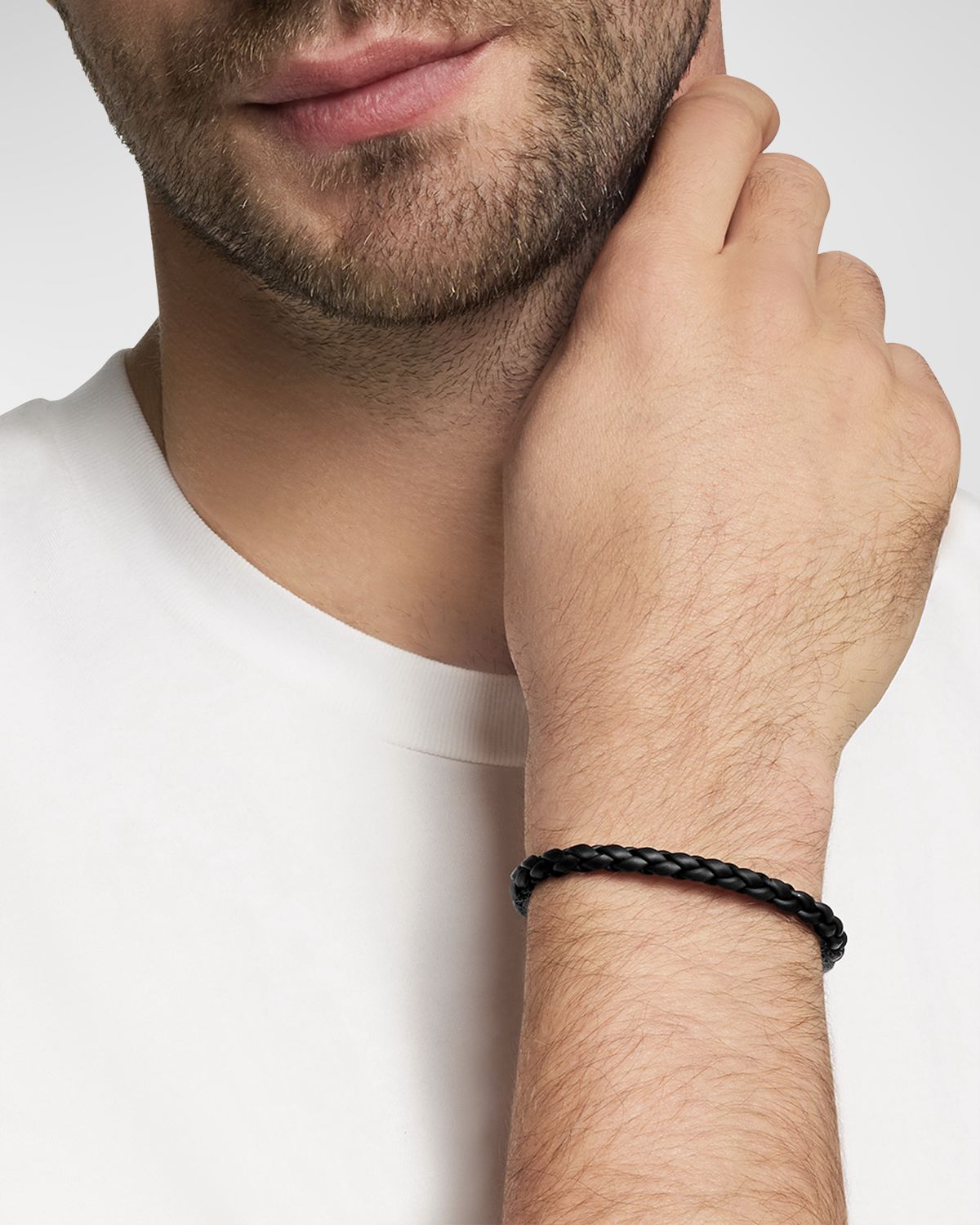 David Yurman Men 's Chevron Woven Rubber Bracelet, 6mm